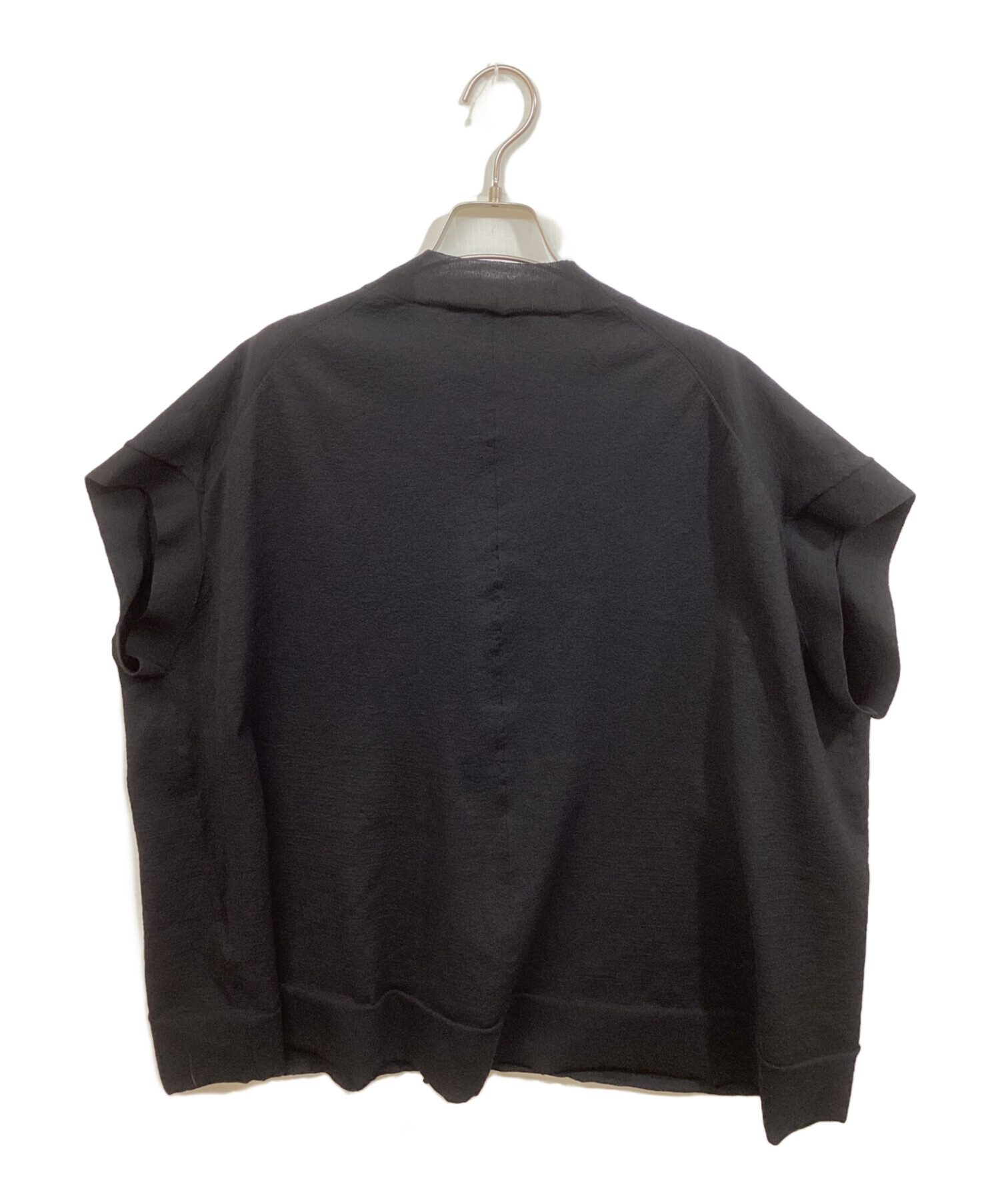 美品 ビアズリー 半袖 ポンチョカーディガン サラッとカーディガン ブラック 中古・古着通販】BEARDSLEY (ビアズリー) 半袖ポンチョカーディガン