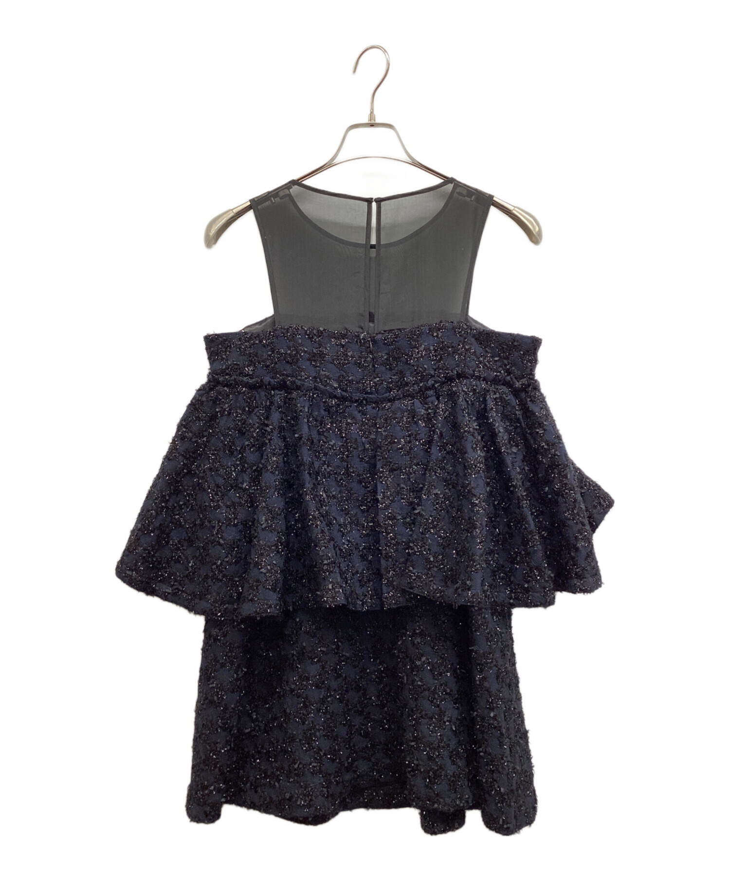 中古・古着通販】sheller (シェリエ) sheer tweed ruffle mini dress