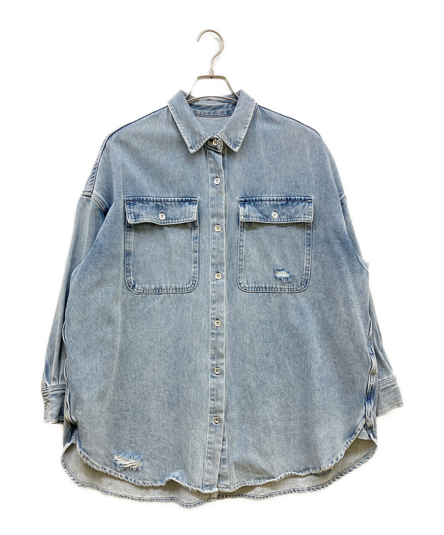 中古・古着通販】Loungedress (ラウンジドレス) ダメージデニムシャツ