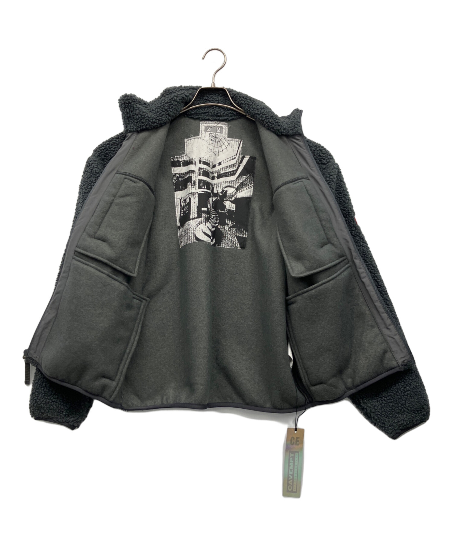 中古・古着通販】C.E (シーイー) STAND COLLAR BOA ZIP UP グレー 