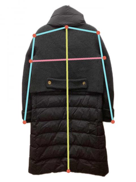 【良品】HERNO　ヘルノ　切替ダウンコート　40 ネックウォーマー付属 ヘルノ HERNO 2021AW ツイード ナイロン 切替 ダウンコート 40 Navy