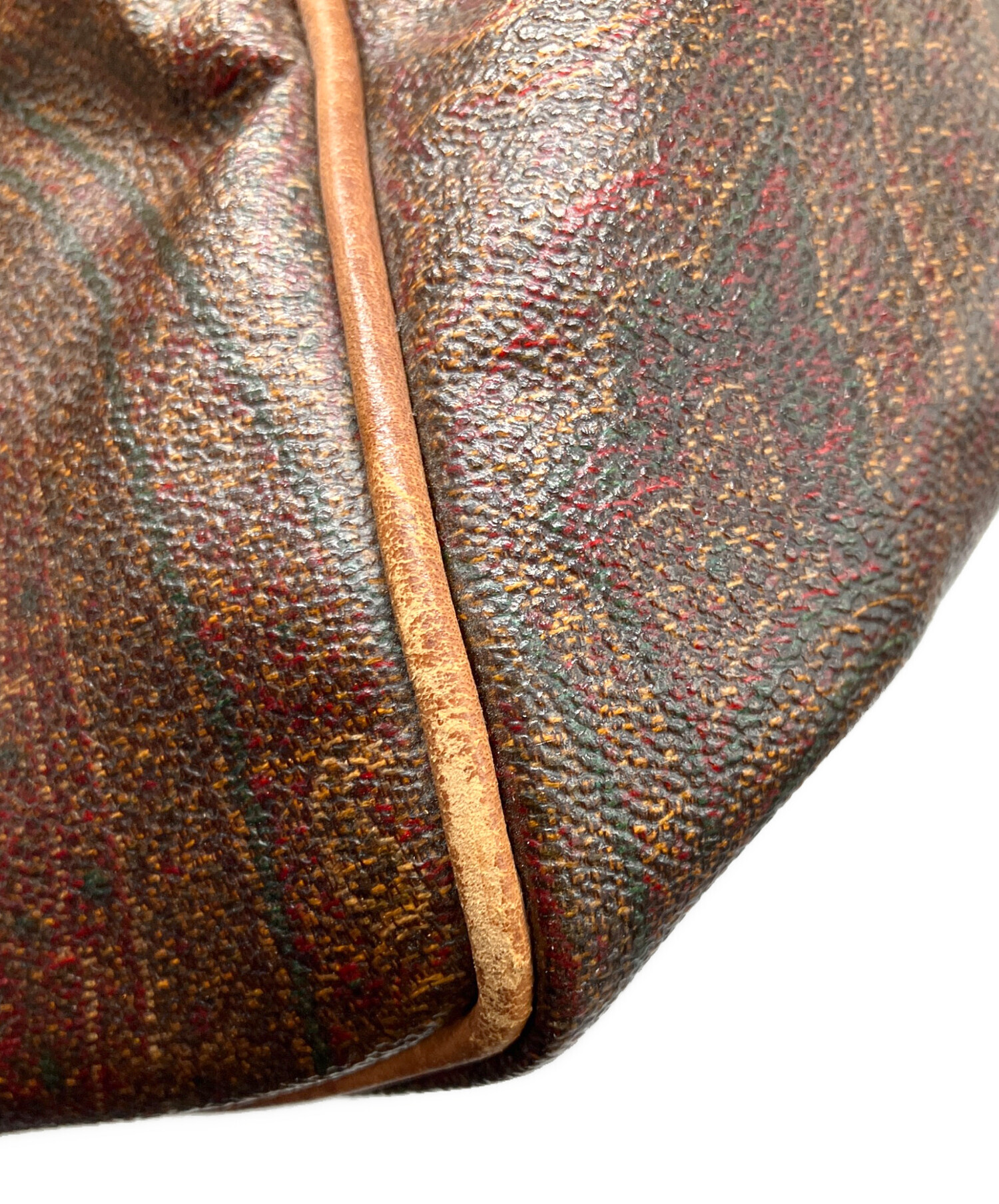 エトロ　ETRO レザー ボストンバッグ チェック柄 中古・古着通販】ETRO (エトロ) ボストンバッグ ブラウン｜ブランド