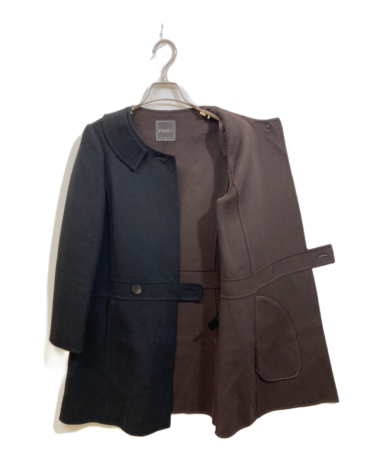 中古・古着通販】FOXEY (フォクシー) リバーコート ブラック サイズ:38