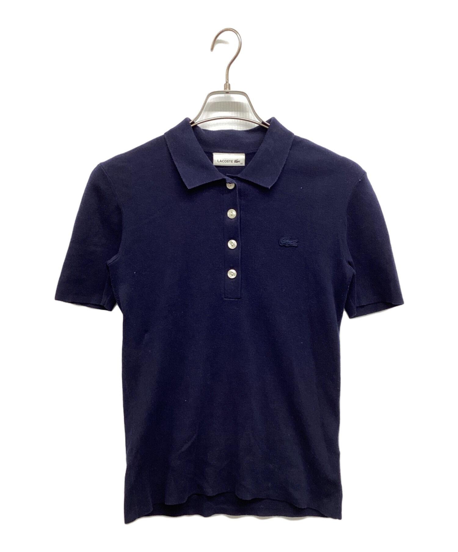 中古・古着通販】LACOSTE (ラコステ) ニットポロシャツ ネイビー