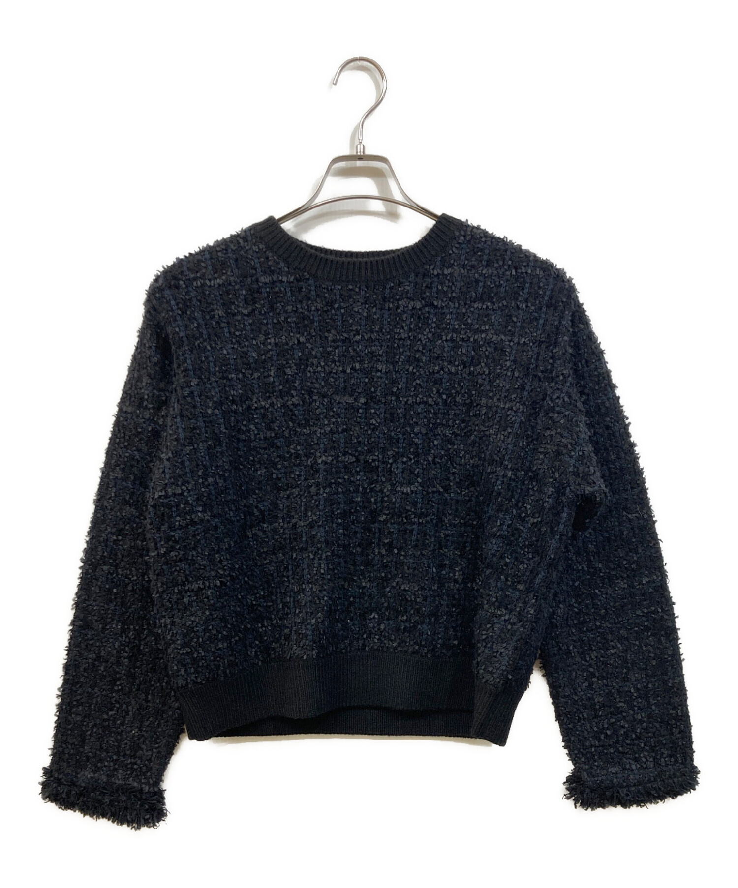 中古・古着通販】ZUCCA (ズッカ) ツイードニット ブラック サイズ:SIZE 