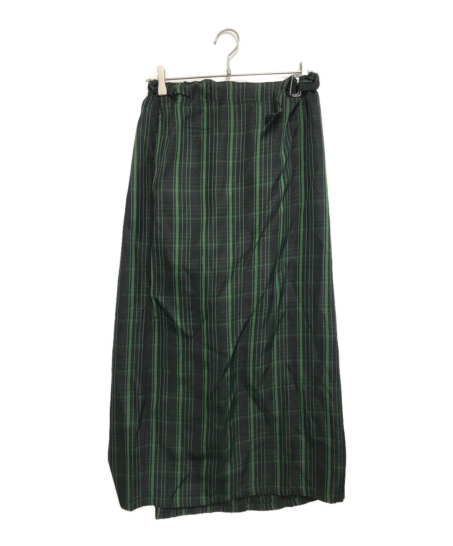Y'sワイズ チェックロングスカート78000円 中古・古着通販】Y's (ワイズ) チェックロングスカート グリーン