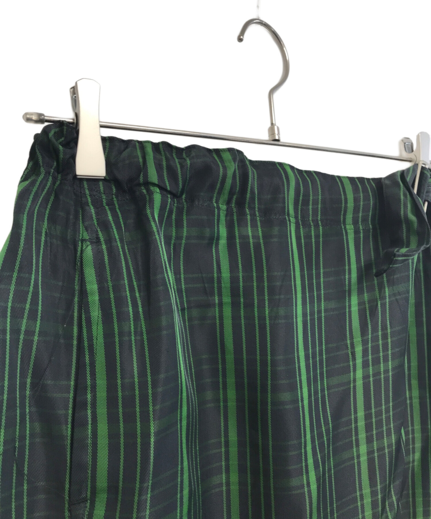 中古・古着通販】Y's (ワイズ) チェックロングスカート グリーン