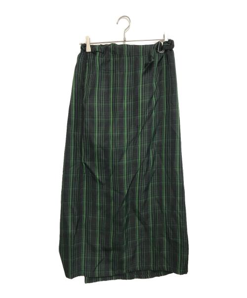 中古・古着通販】Y's (ワイズ) チェックロングスカート グリーン