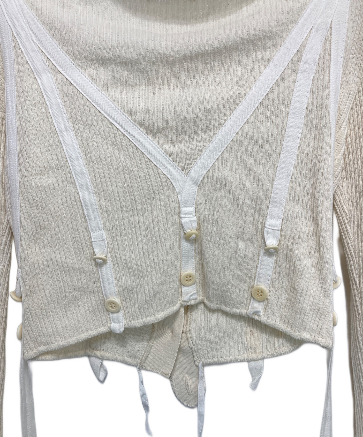 トップス FUMIKA UCHIDA VINTAGE RIBBED CORSET TOP FUMIKA_UCHIDA/VINTAGE RIBBED CORSET TOP_LONG SLEEVE(BLACK)