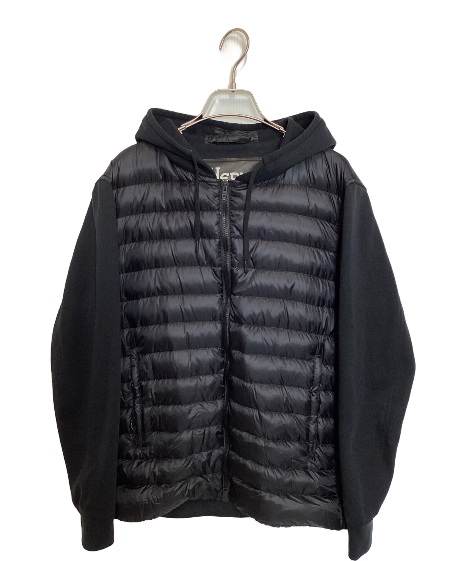 中古・古着通販】HERNO (ヘルノ) ダウン切替ジップパーカー ブラック