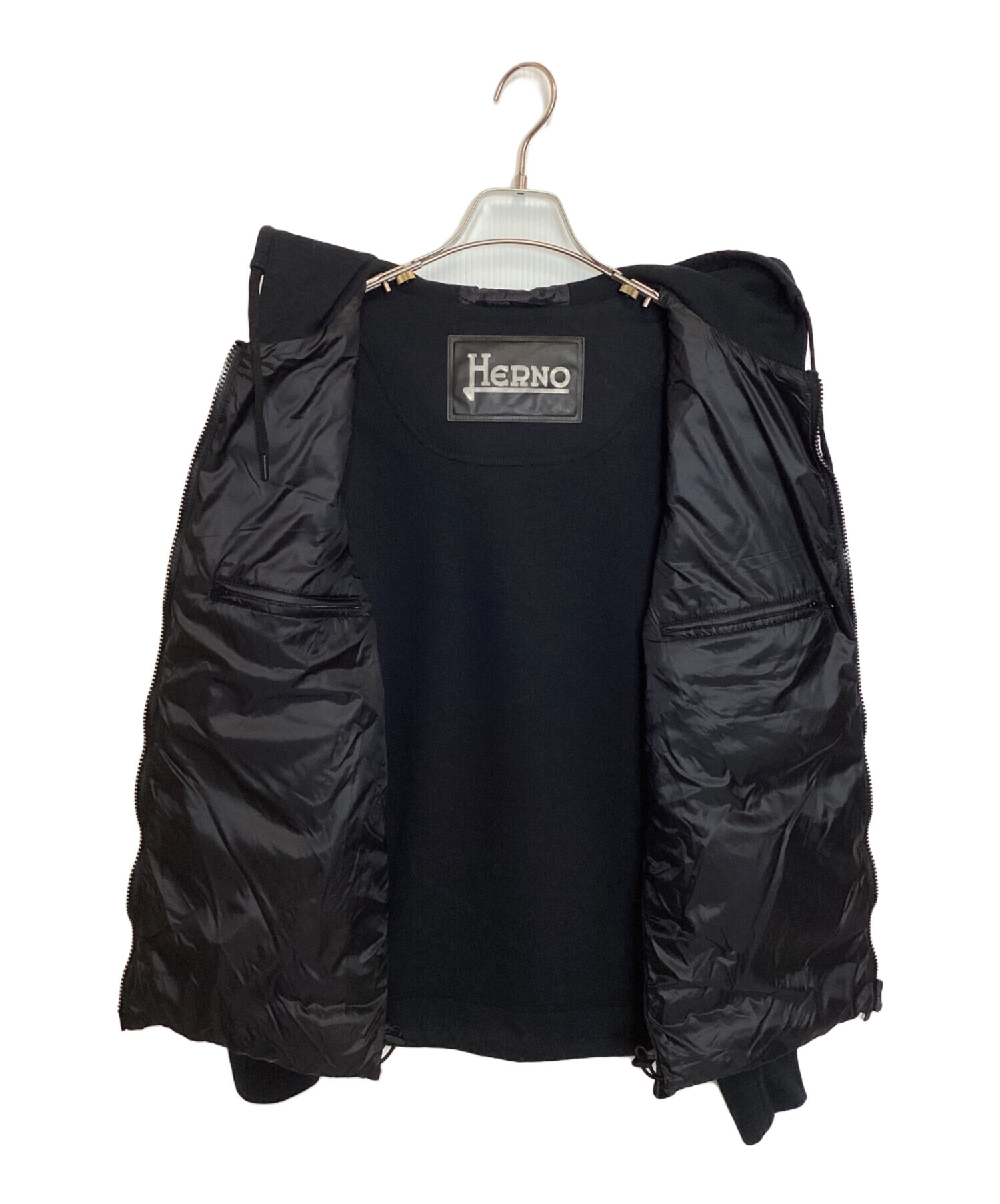 中古・古着通販】HERNO (ヘルノ) ダウン切替ジップパーカー ブラック