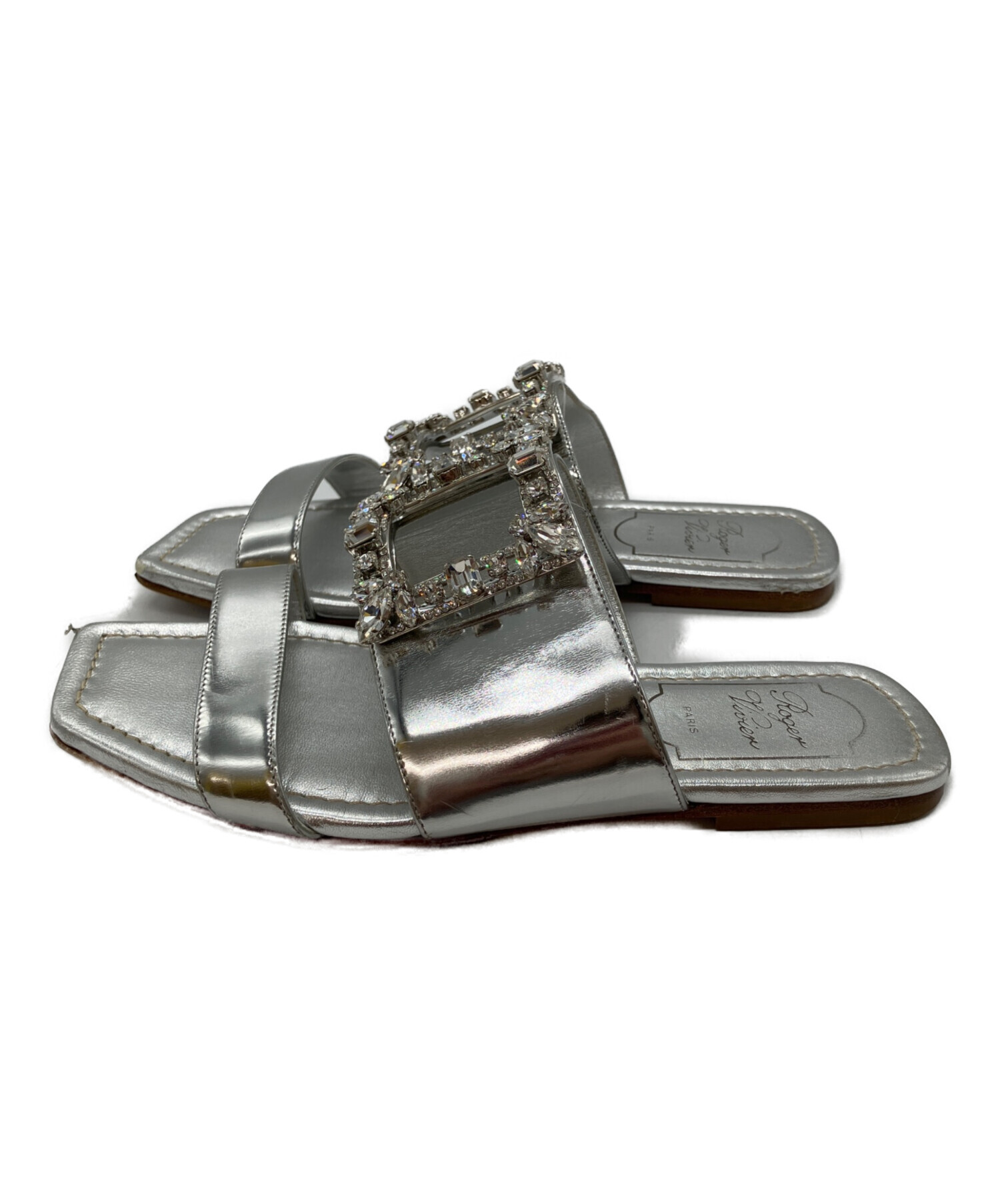 ROGER VIVIER風 シルバーサンダル 中古・古着通販】Roger Vivier (ロジェ ヴィヴィエ) クリスタル