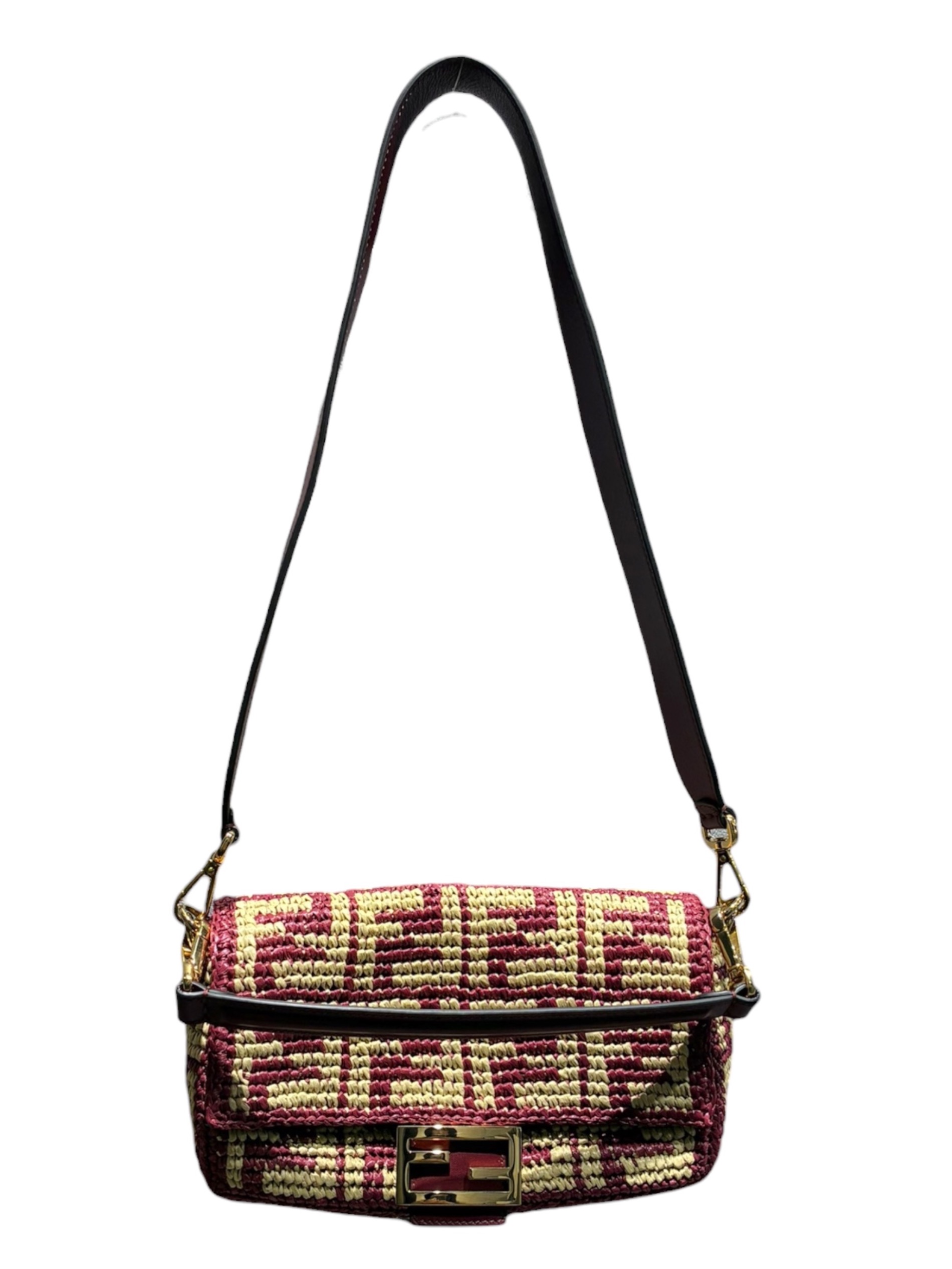 中古・古着通販】FENDI (フェンディ) ラフィア×レザーショルダーバッグ