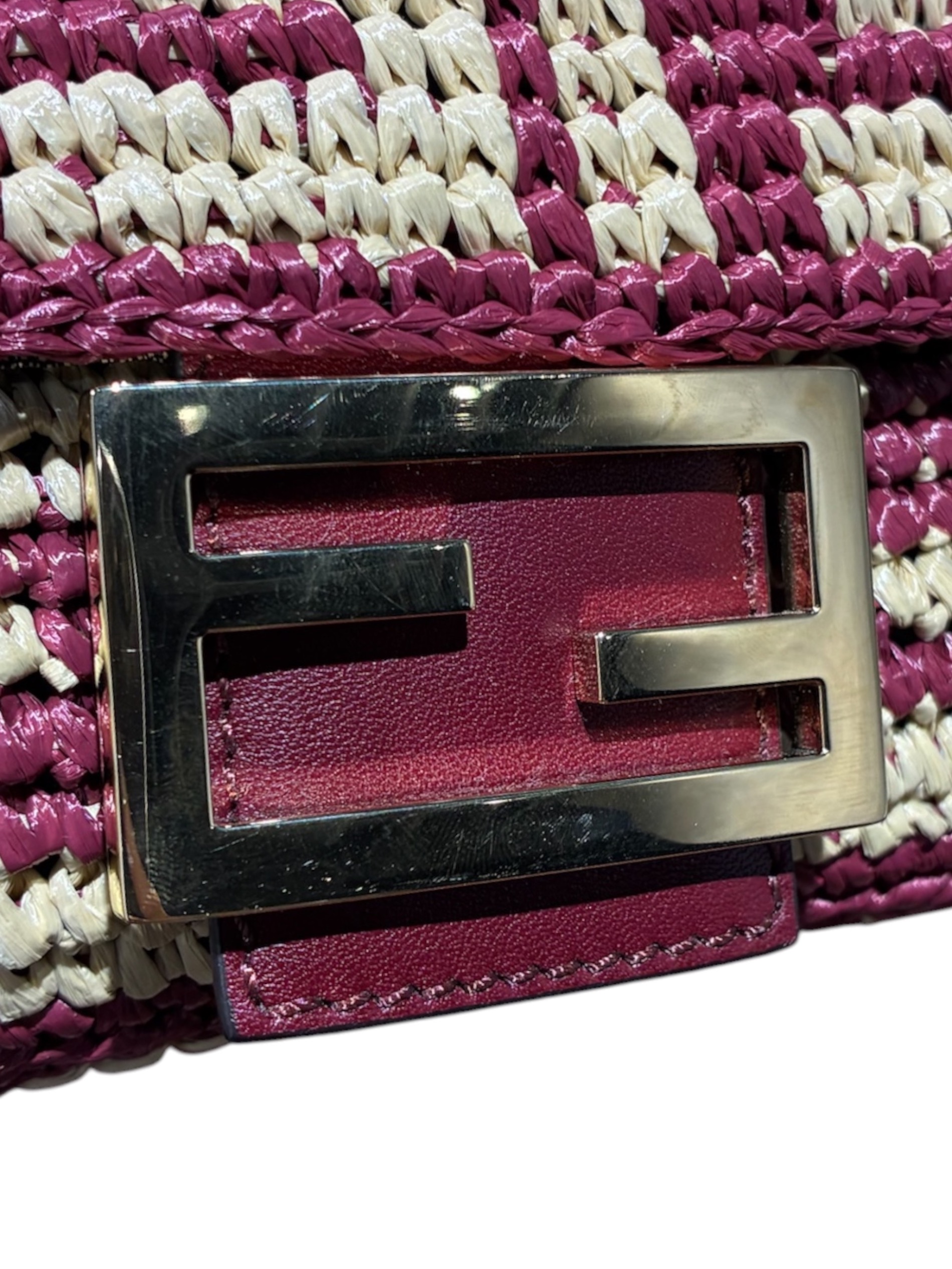 中古・古着通販】FENDI (フェンディ) ラフィア×レザーショルダーバッグ