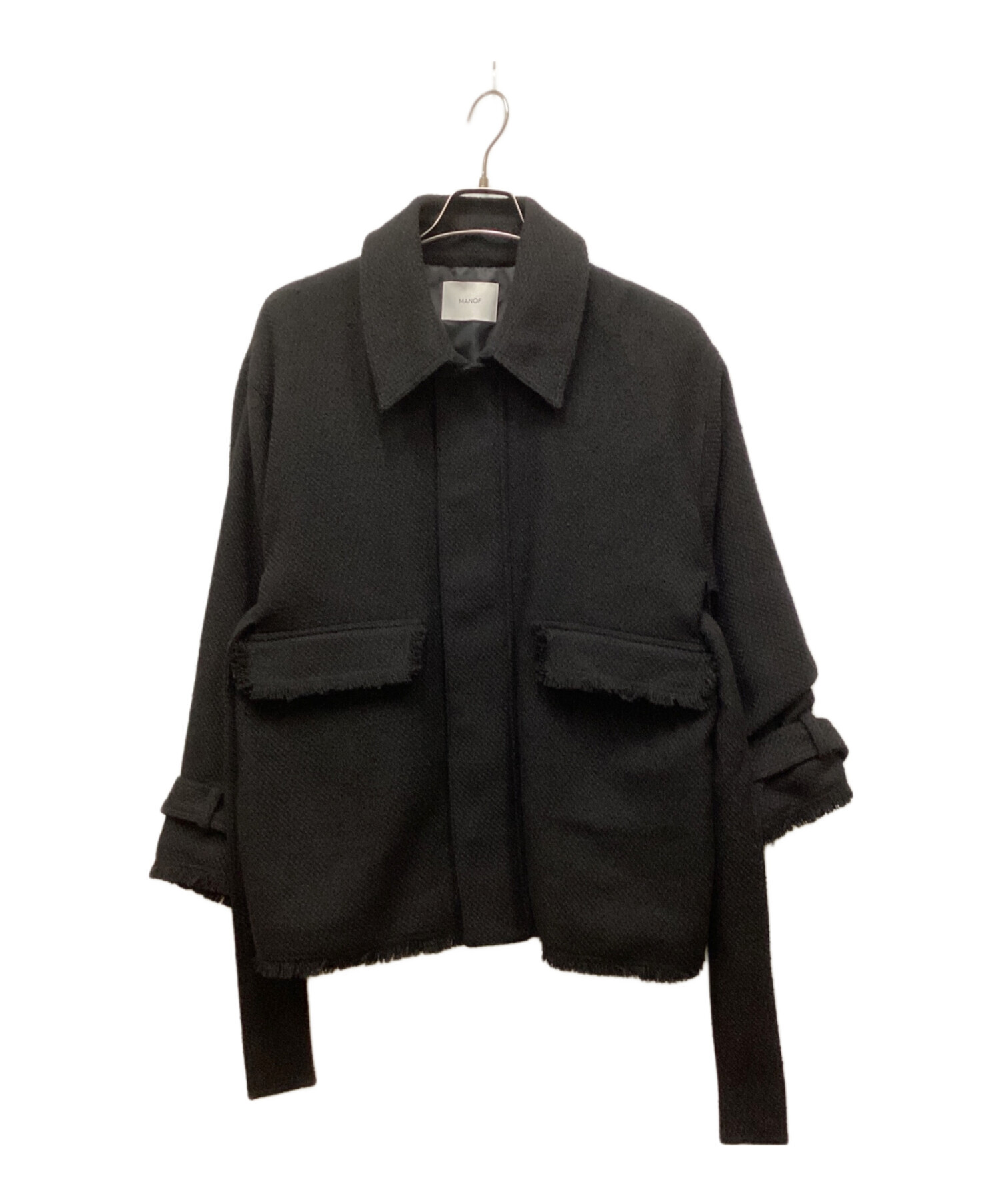 中古・古着通販】MANOF (マノフ) TWEED MIDI COAT ブラック サイズ