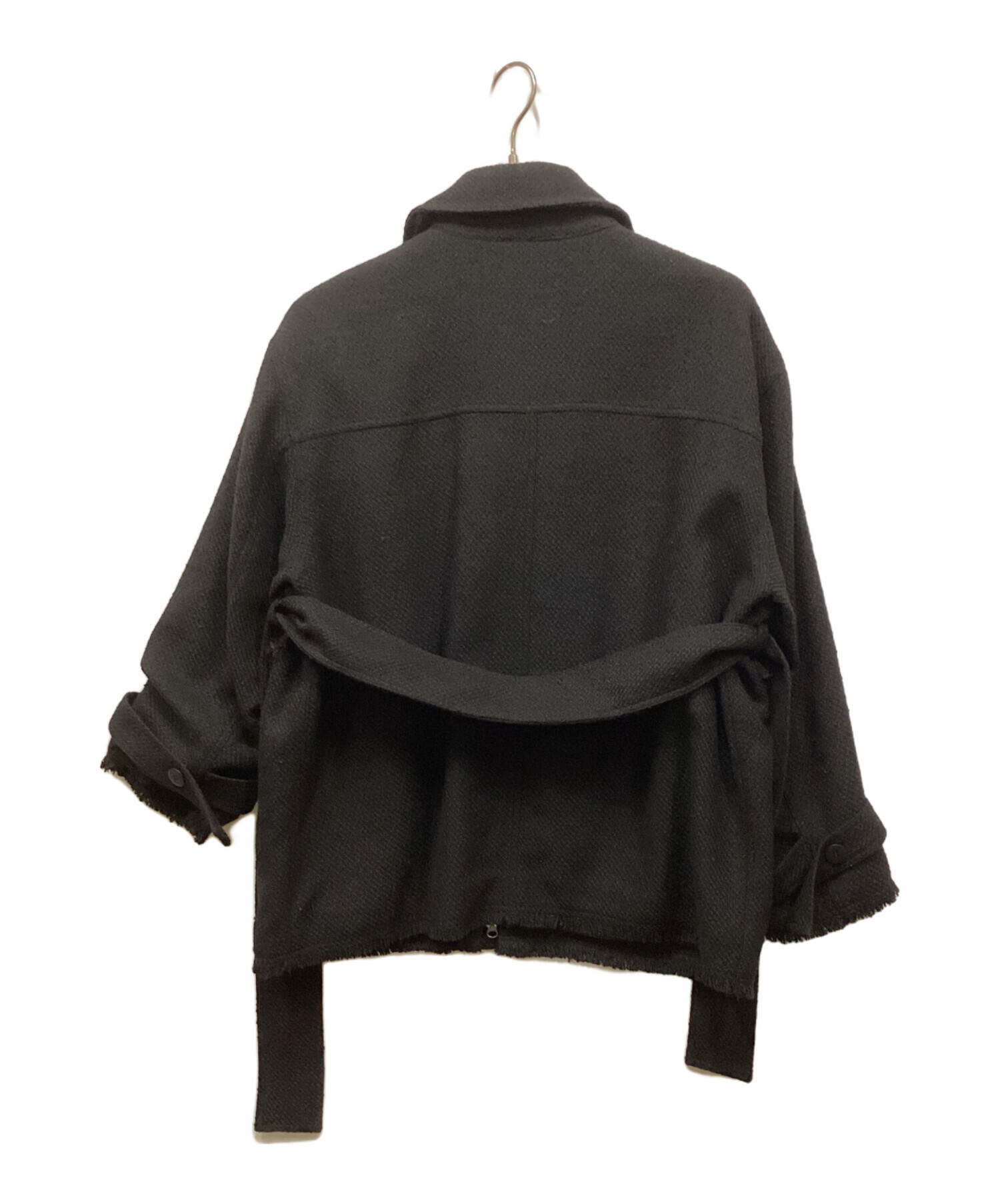 中古・古着通販】MANOF (マノフ) TWEED MIDI COAT ブラック サイズ