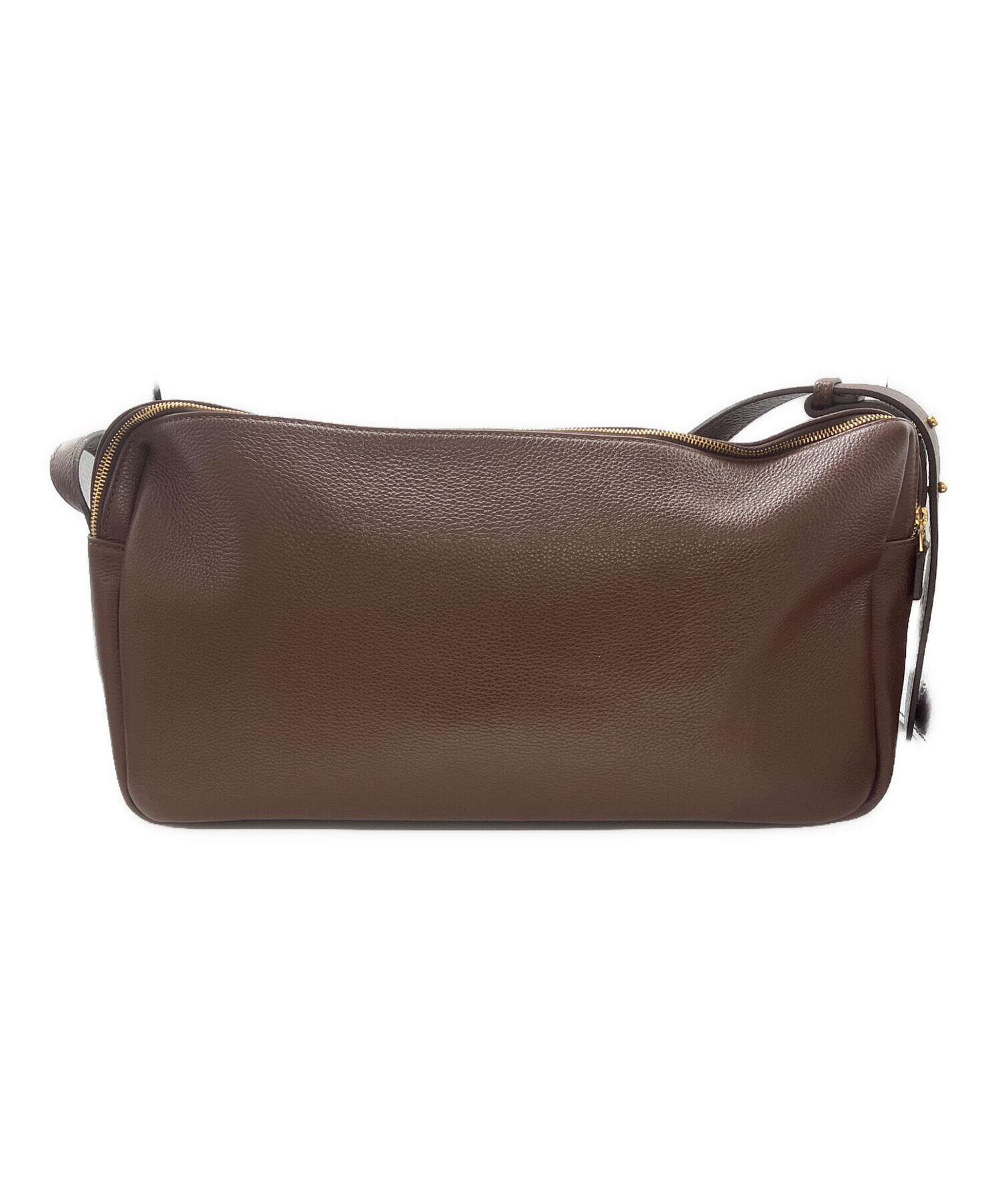 Elleme ブラウン ショルダーバッグ 中古・古着通販】elleme (エレメ) ダブルファスナーショルダーバッグ