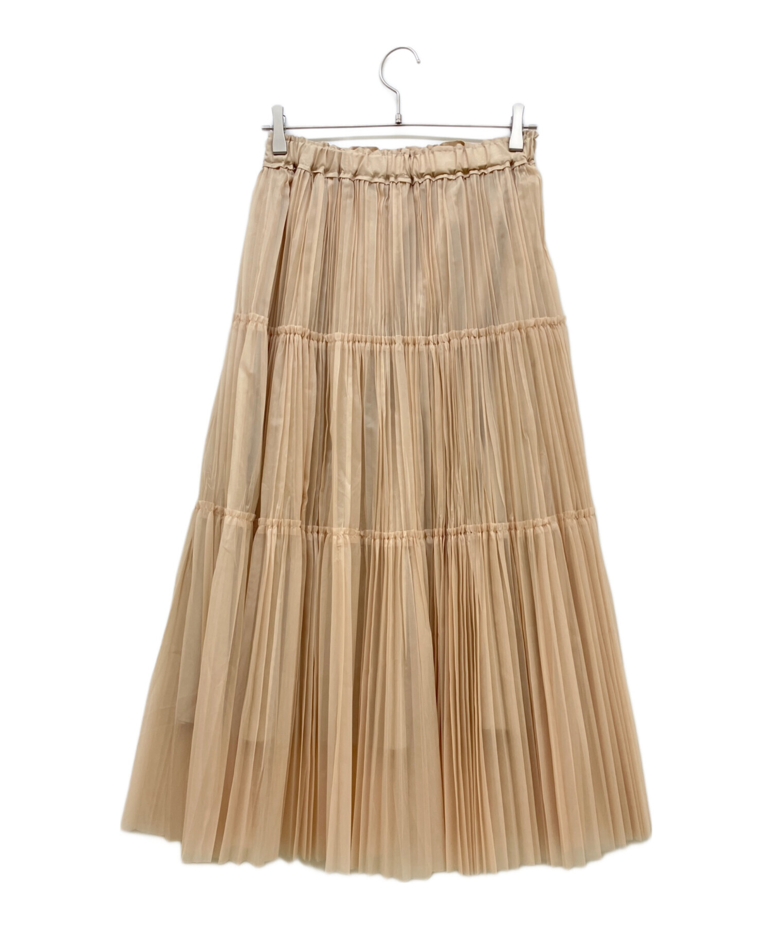 タグ付き 45R オックス の イージー プリーツ スカート ベージュ 中古・古着通販】CLOTH&CROSS (クロスアンドクロス) フリーカット