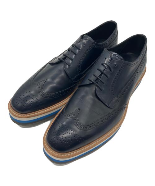 PRADA エスパドリーユウィングチップシューズ 7 1/2 ネイビー 中古・古着通販】PRADA (プラダ) エスパドリーユウィングチップ