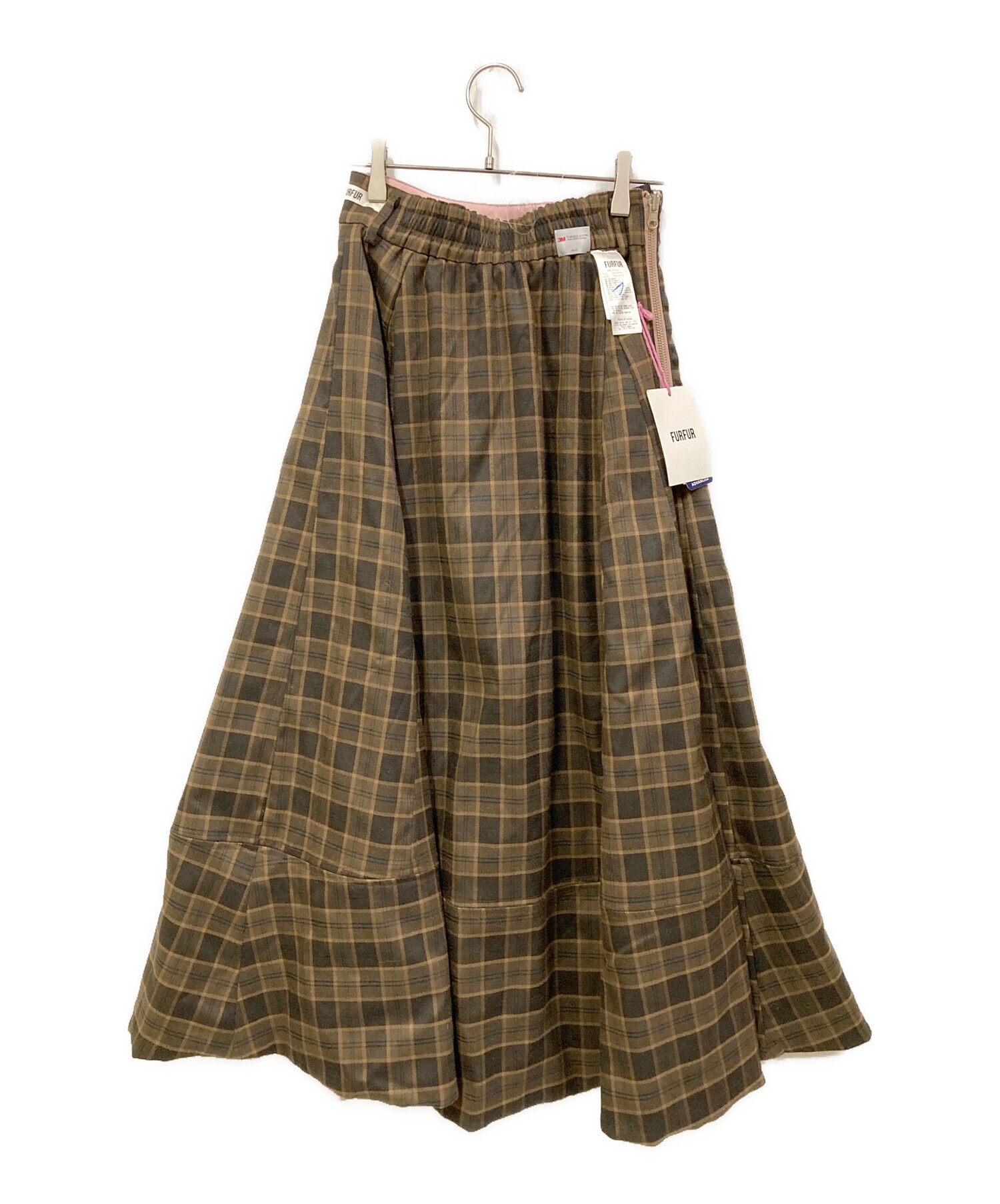【新品】FURFUR ファーファー 2WAYパテッドスカートロングフレアスカート 中古・古着通販】FURFUR (ファーファー) 2WAYパテッドスカート ピンク