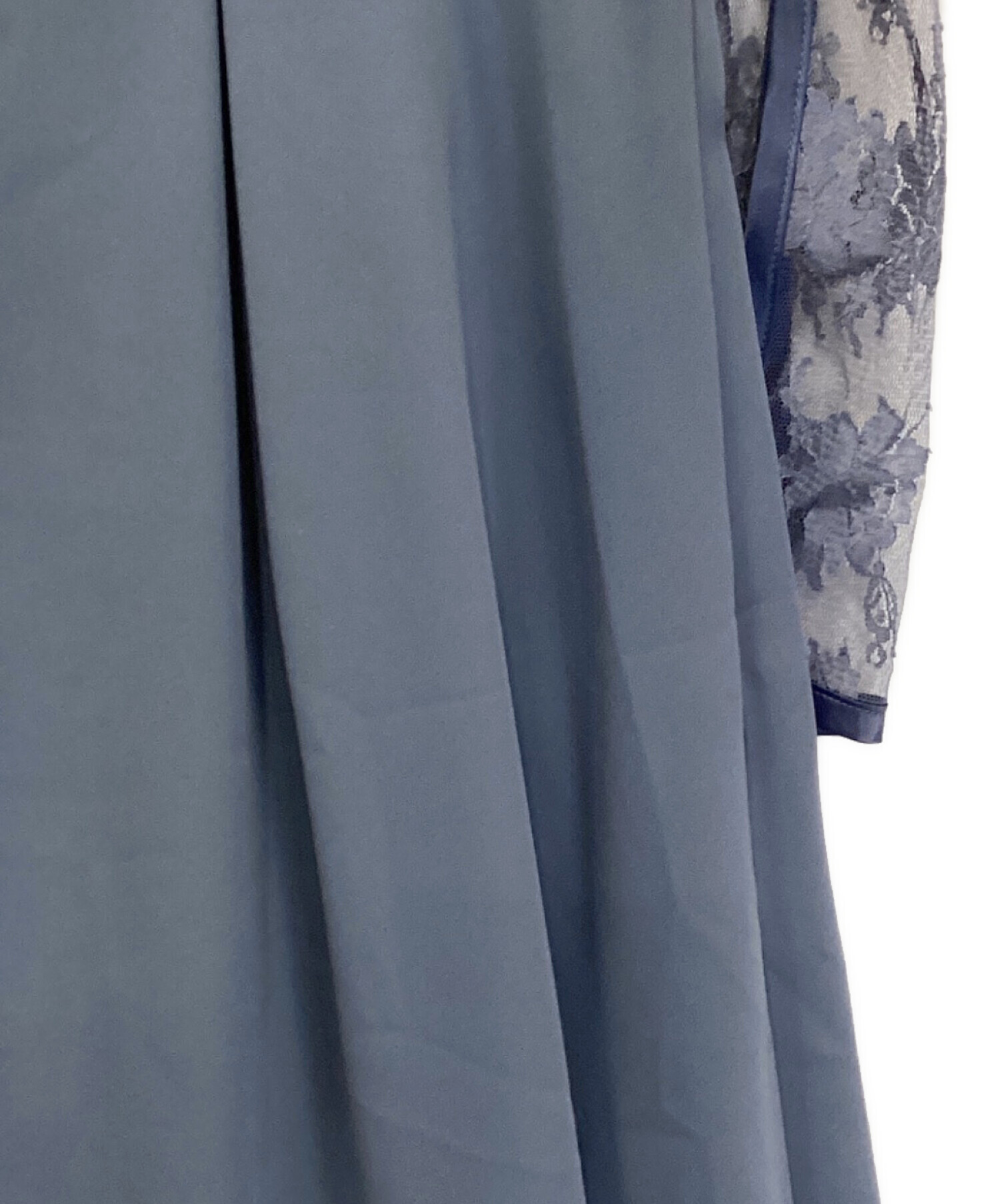 中古・古着通販】AMERI (アメリ) LACE SLEEVE REFINED DRESS ブルー