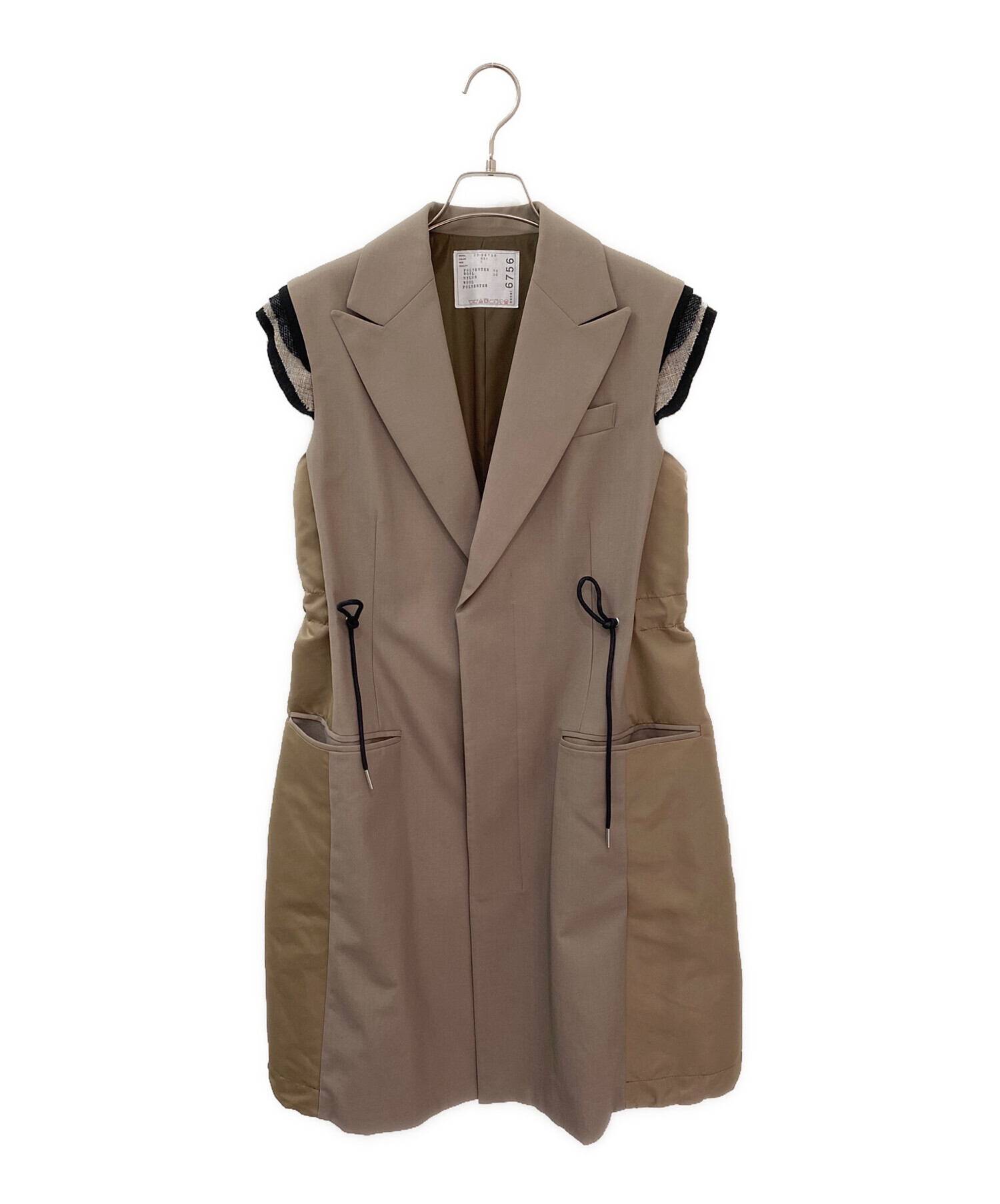 中古・古着通販】sacai (サカイ) Suiting Mix Vest カーキ サイズ:1 