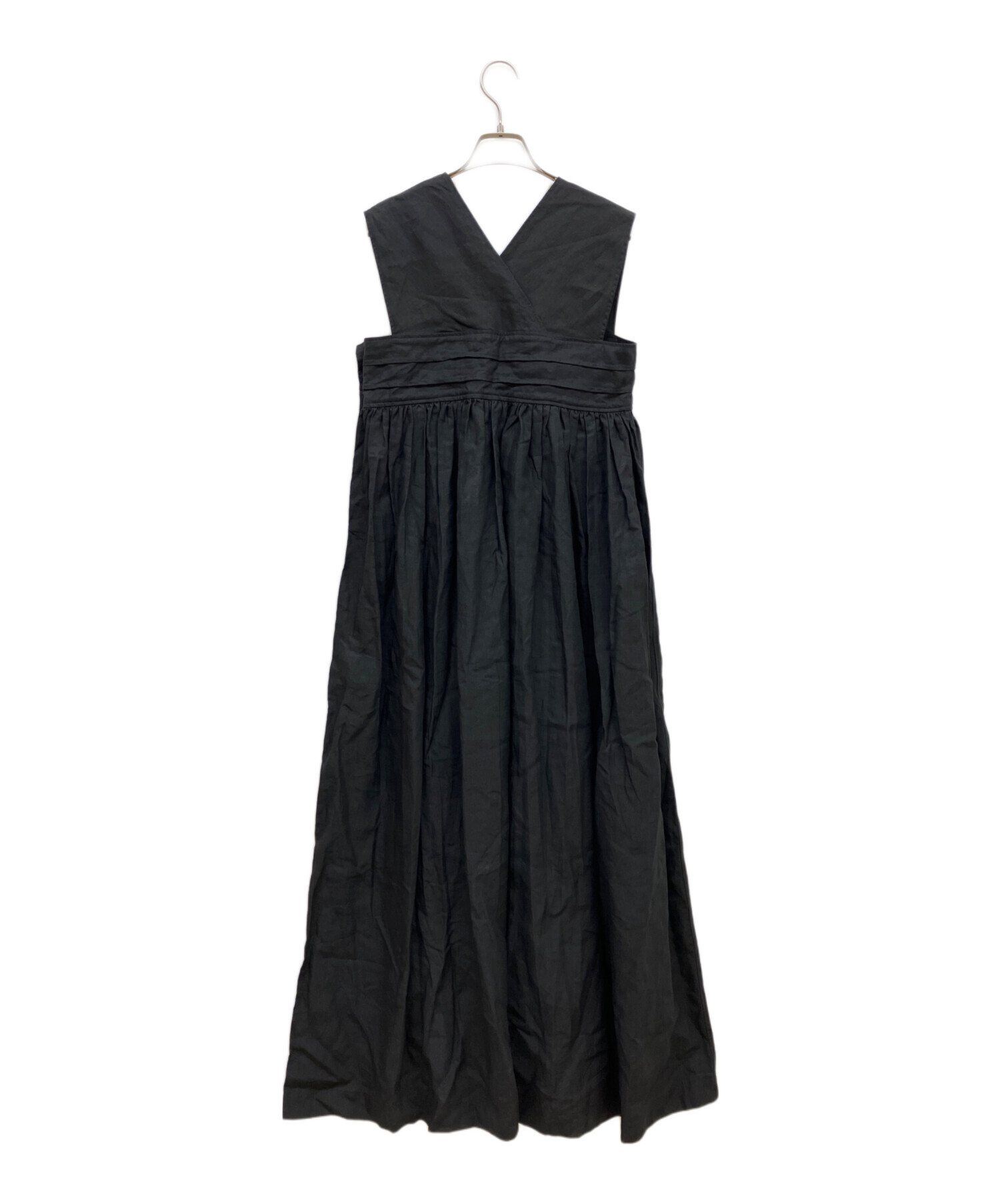 中古・古着通販】HYKE (ハイク) LINEN MAXI DRESS ブラック サイズ:2 