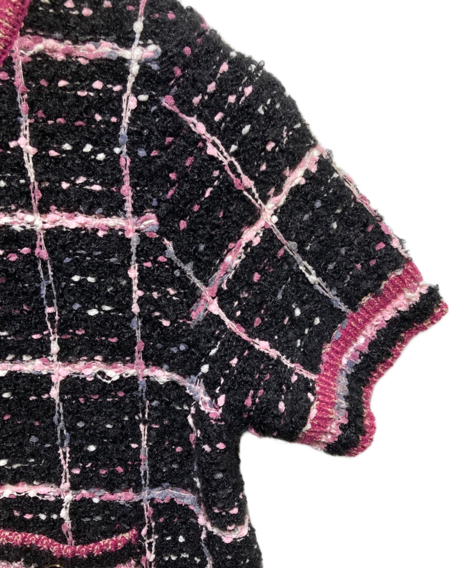 中古・古着通販】sheller (シェリエ) check tweed cardigan ブラック 中古・古着通販】sheller (シェリエ) check tweed cardigan ブラック