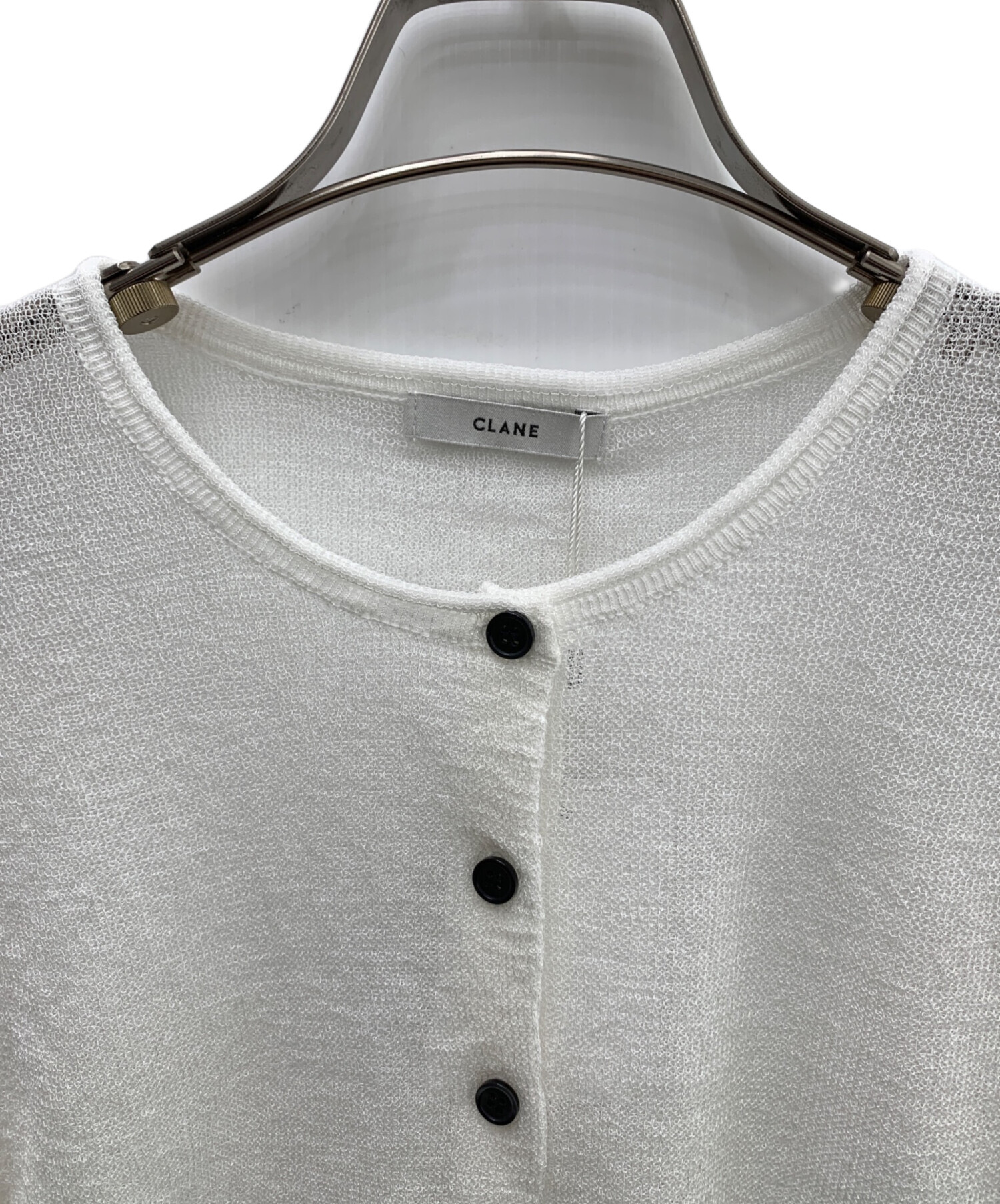 中古・古着通販】CLANE (クラネ) SHEER ROLLED EDGE KNIT CARDIGAN