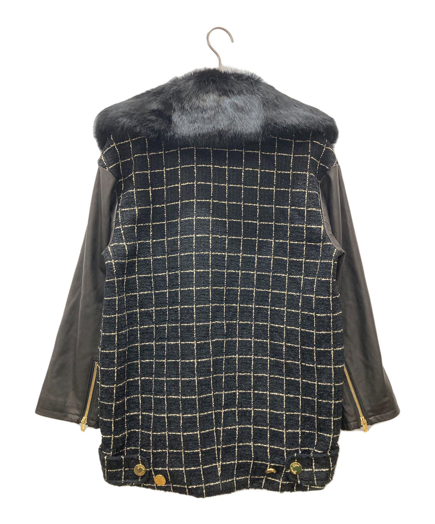 ベ*ー様 未使用 訳あり グレースクラス ツイードフードレザージャケット 36サ 中古・古着通販】GRACE CLASS (グレースクラス) ツイードフードレザー