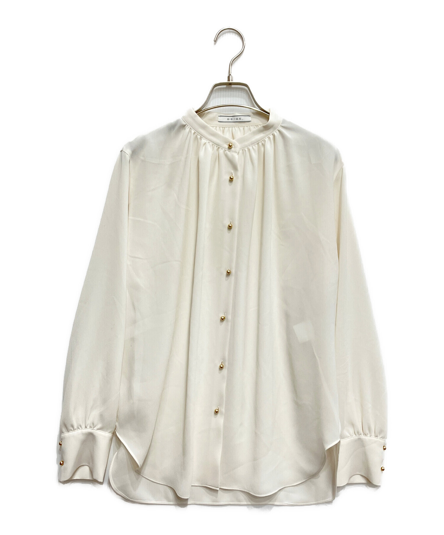 158 新品 BEIGE ベイジ JASMINE スタンドカラージップブラウス4 【公式