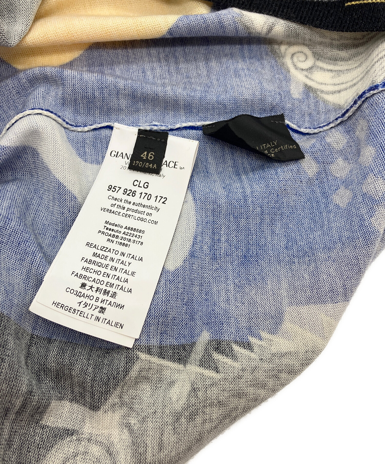 中古・古着通販】VERSACE (ヴェルサーチェ) 総柄ニット ブルー サイズ