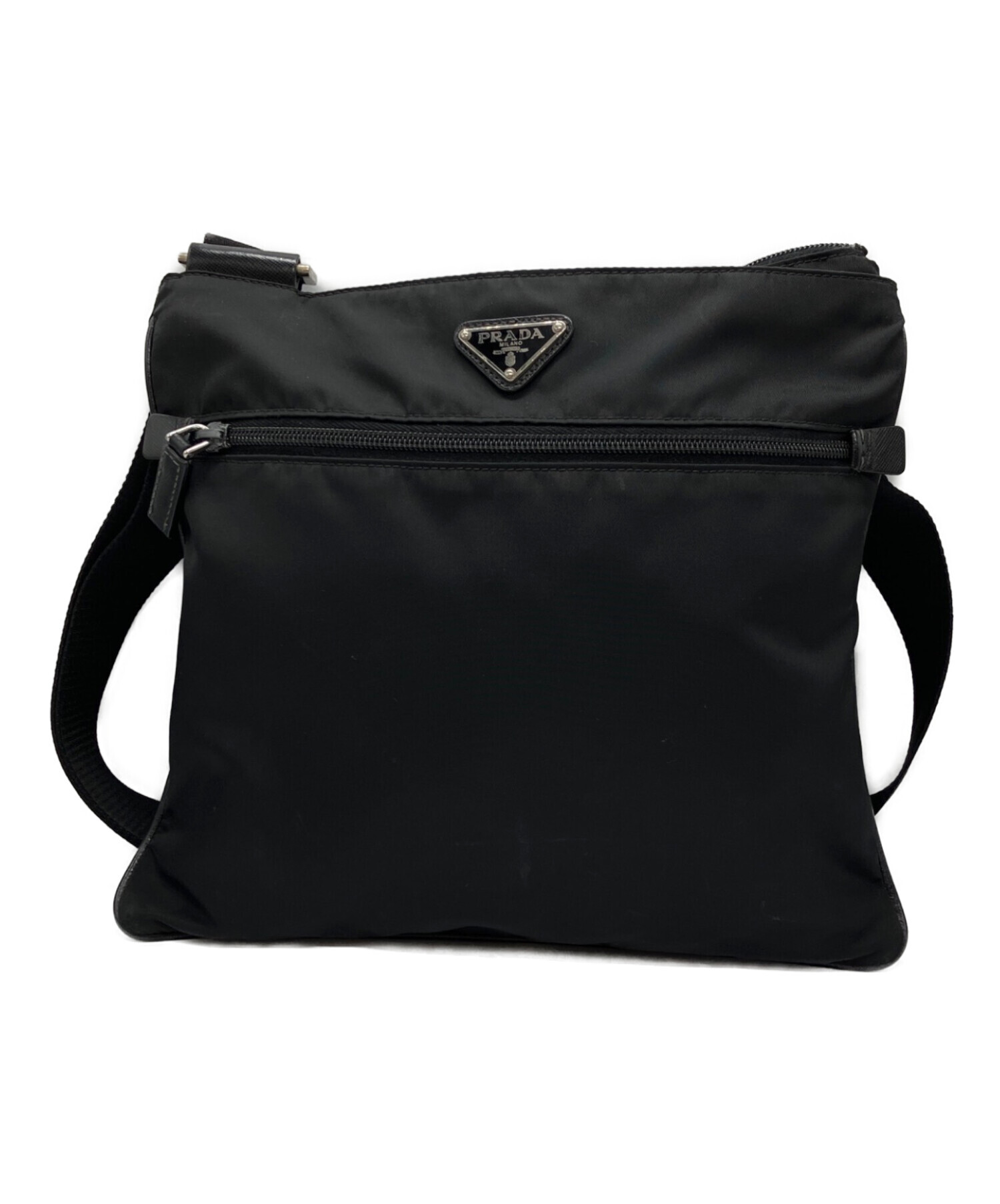 【ジャンク品】PRADA ナイロン ショルダーバッグ ブラック 中古・古着通販】PRADA (プラダ) ナイロンショルダーバッグ ブラック
