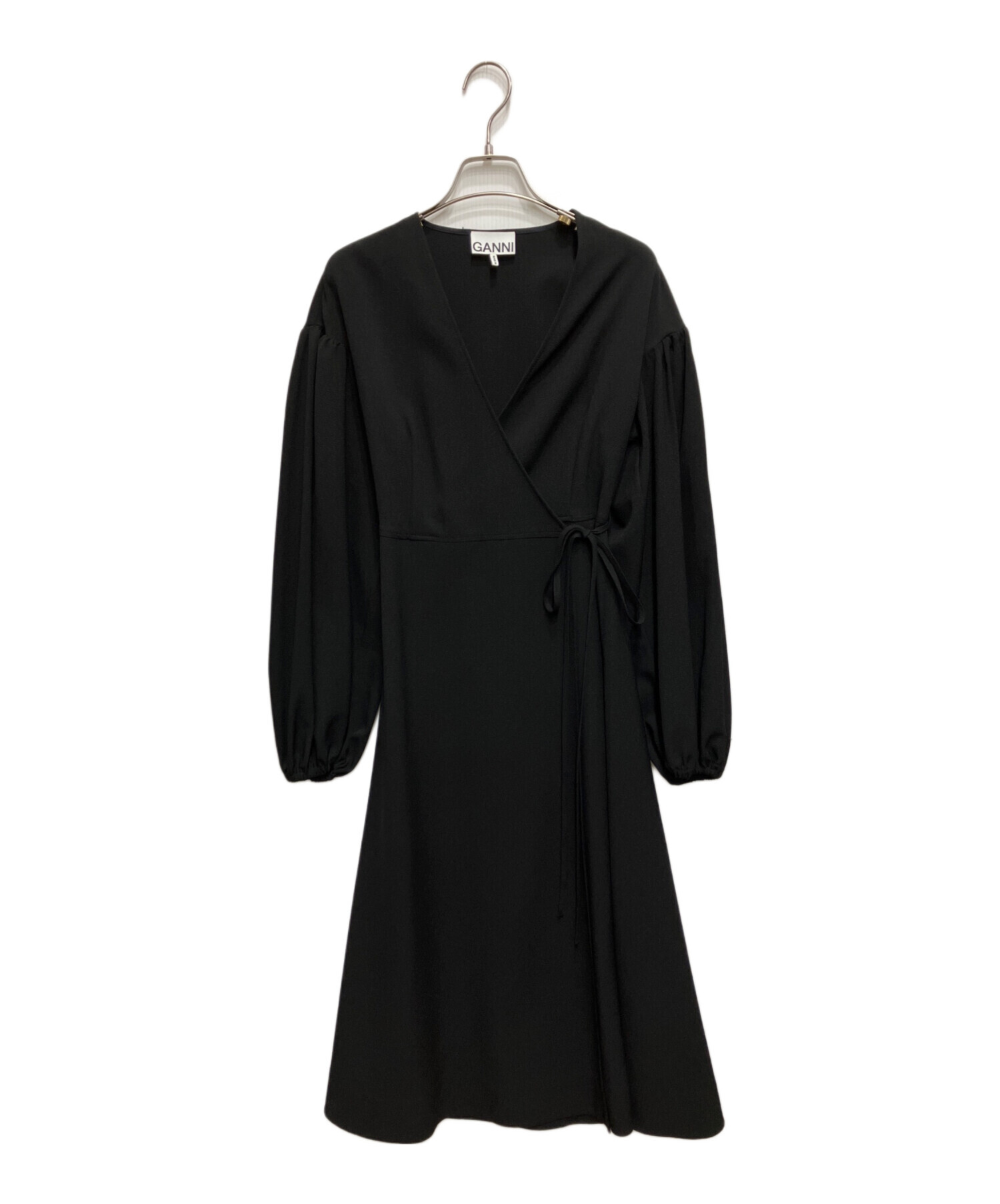 GANNI チューリップワンピース 中古・古着通販】GANNI (ガニー) パフスリーブ ラップワンピース