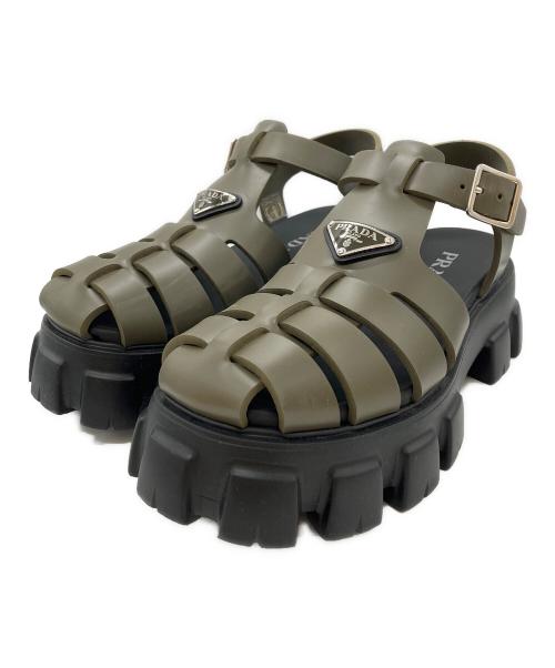ミ*ヤ様 PRADA ラバーサンダル　グリーン サイズ9 中古・古着通販】PRADA (プラダ) モノリスラバー サンダル オリーブ