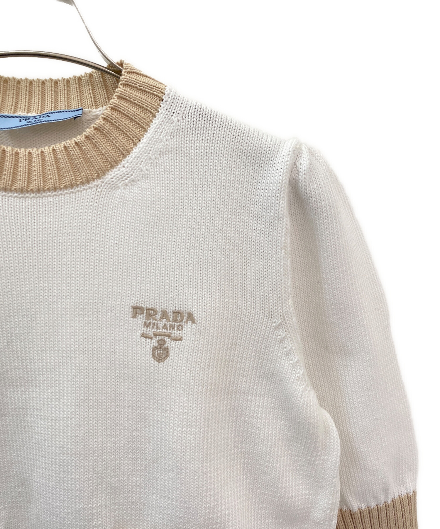 プラダ PRADA ニット 衣料品 トップス シルク レディース ホワイト系 【中古】 PRADA - プラダ PRADA ニット 衣料品 トップス シルク レディース