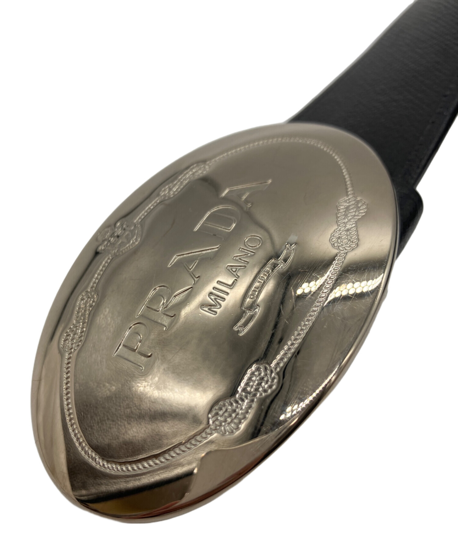 【希少】PRADA 　レザー ベルト ブラック　(中古良品） 中古・古着通販】PRADA (プラダ) レザーベルト ブラック｜ブランド