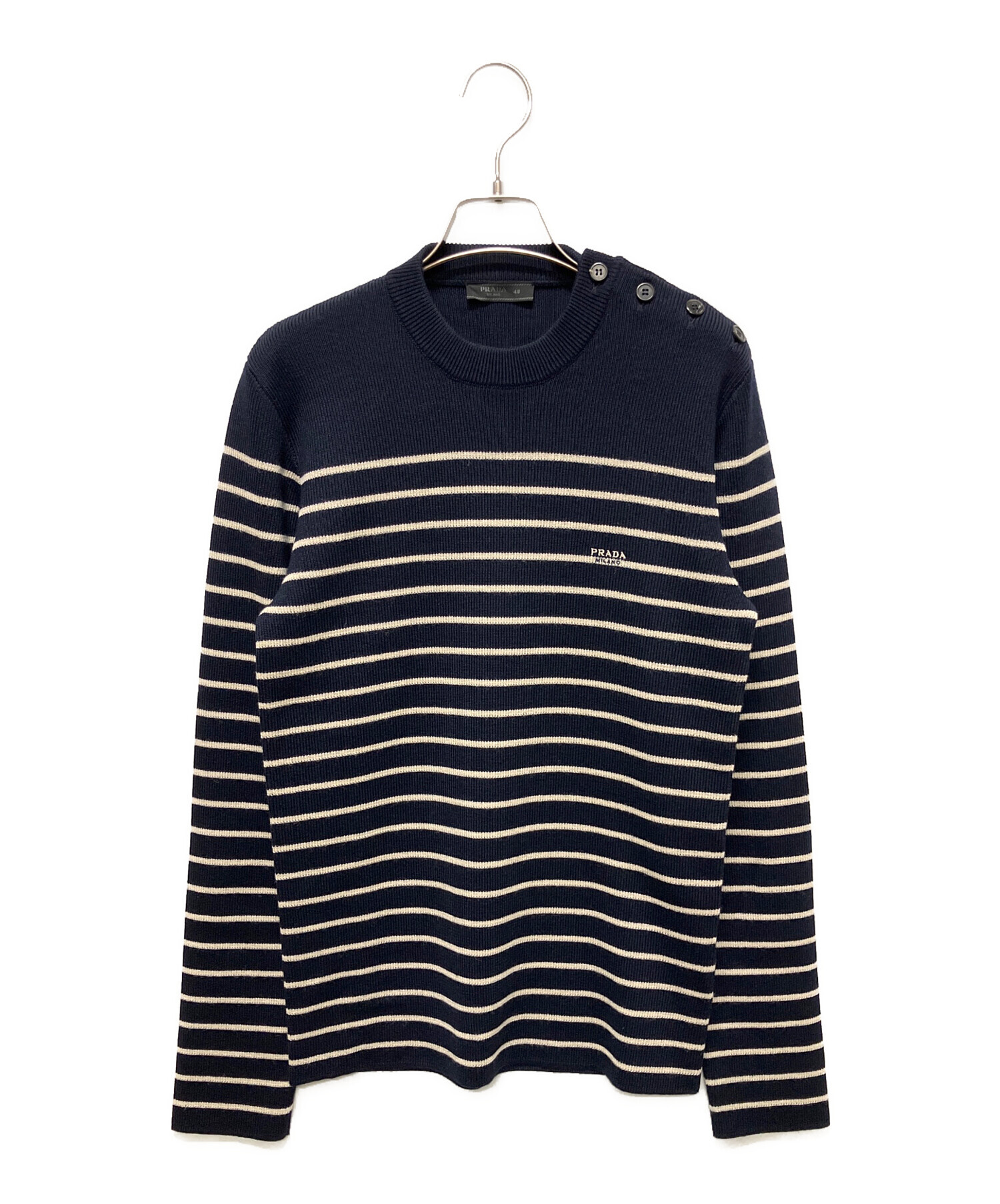 中古・古着通販】PRADA (プラダ) Wool Striped Sweater/ボーダーニット