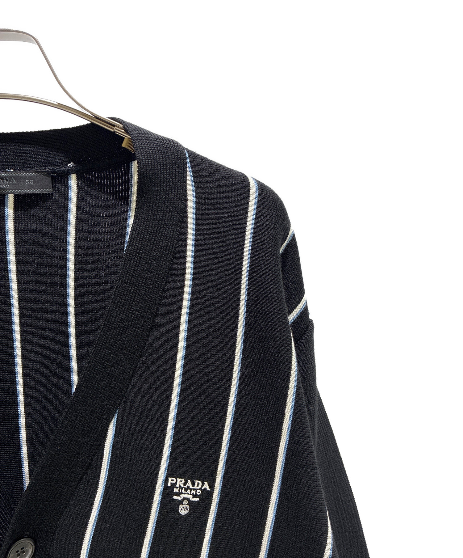 中古・古着通販】PRADA (プラダ) Stripe Embroidered-Logo Wool