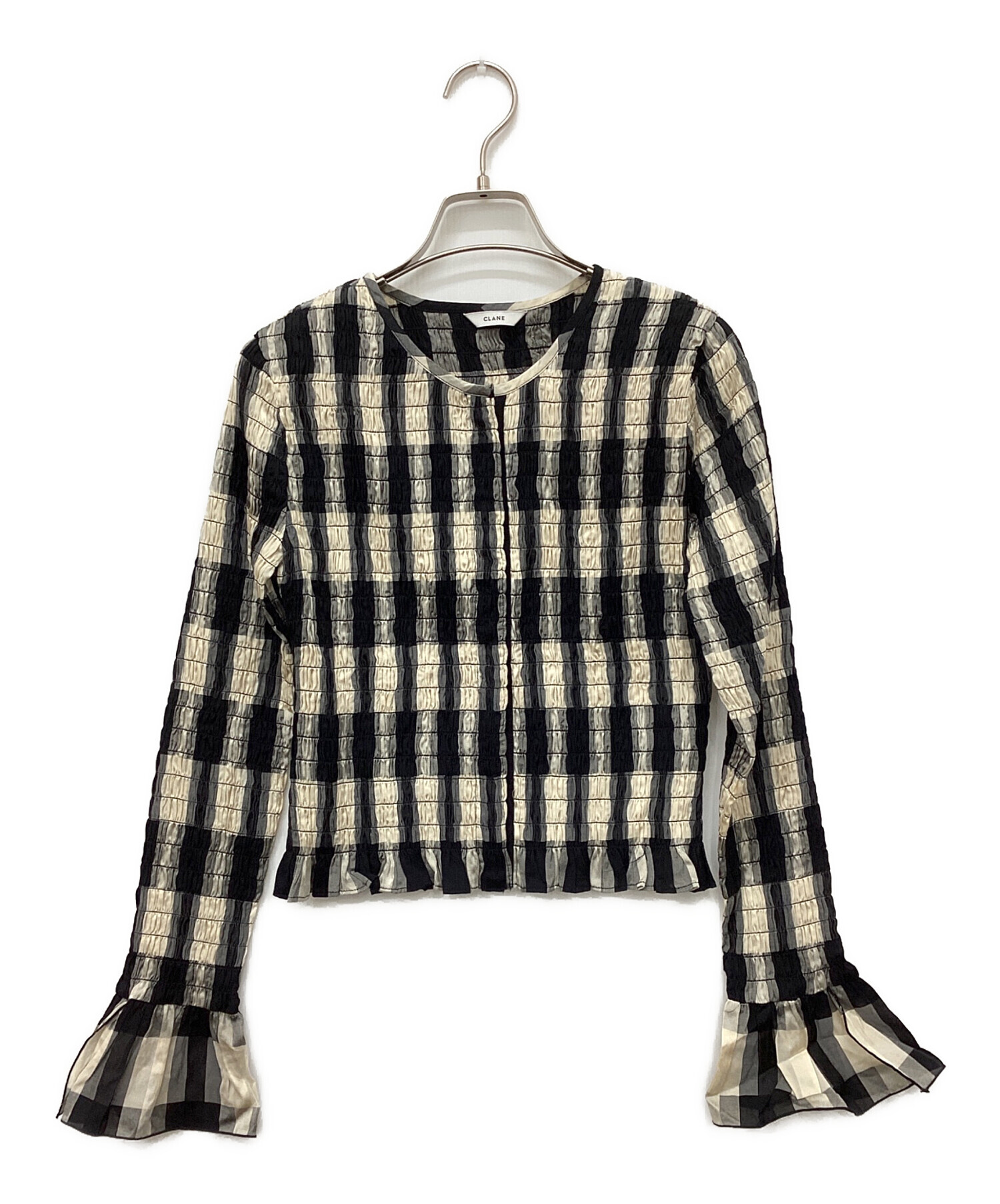 中古・古着通販】CLANE (クラネ) SHIRRING DESIGN BLOUSE ブラック
