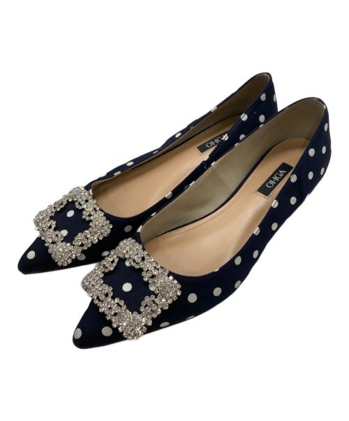 中古・古着通販】OHGA (オオガ) ビジューパンプス ネイビー サイズ