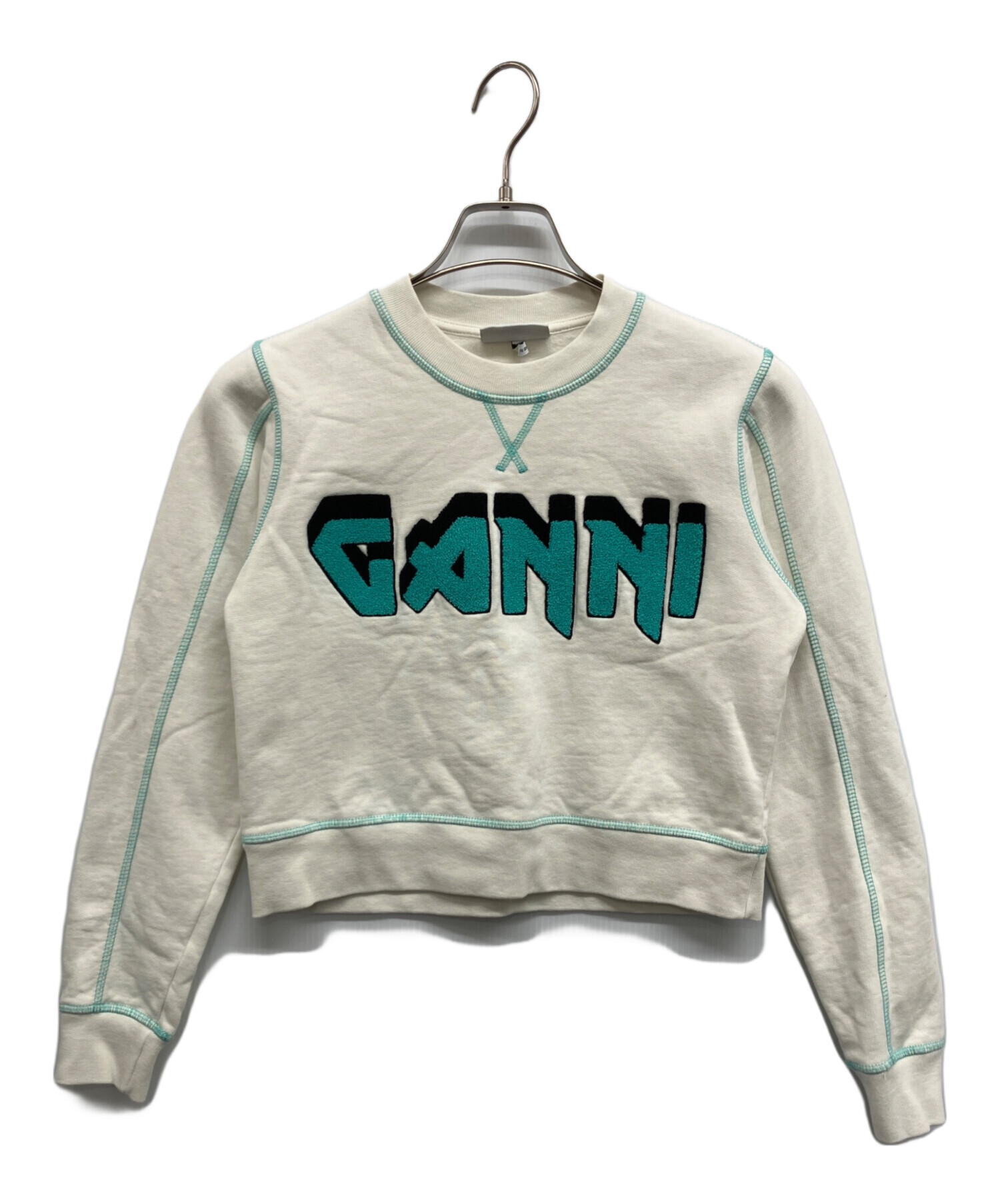中古・古着通販】GANNI (ガニー) クロップドロゴスウェット ホワイト 