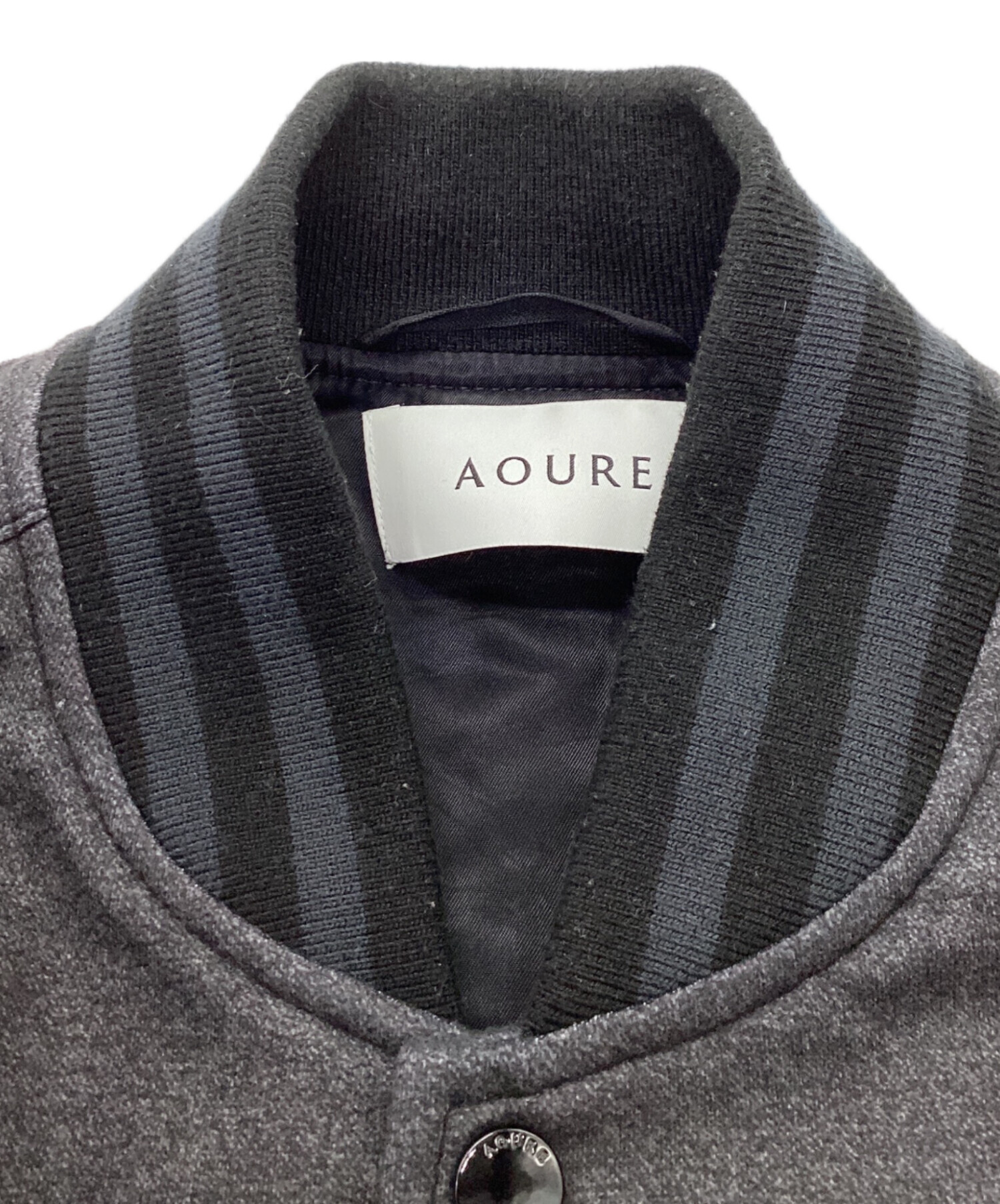 中古・古着通販】AOURE (アウール) コンビレザー ブルゾン グレー