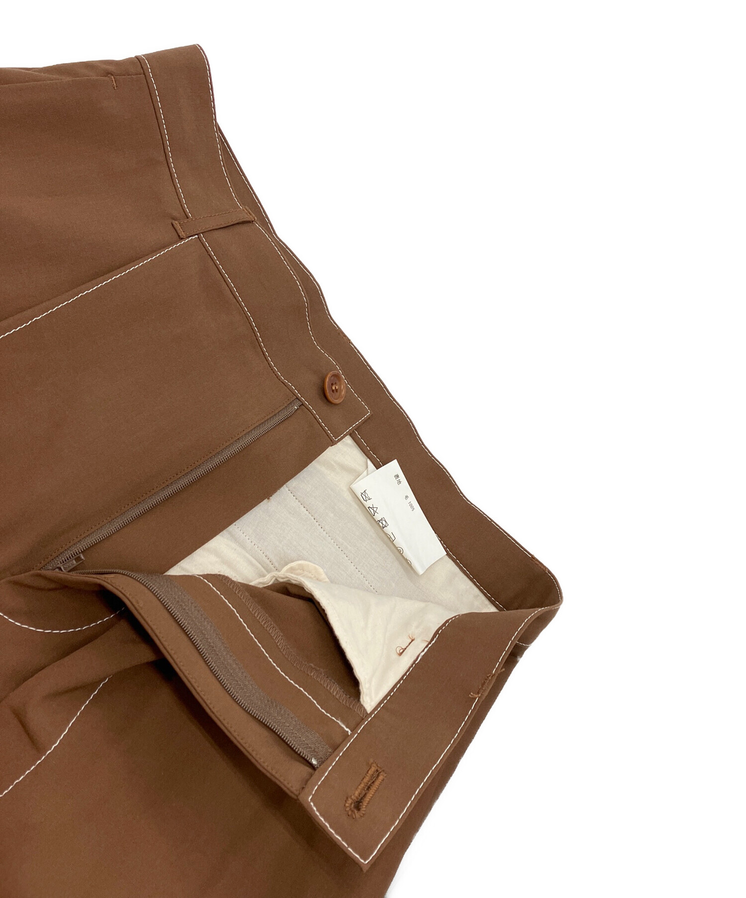 中古・古着通販】digawel (ディガウェル) Stitch 1Tuck Pants ブラウン