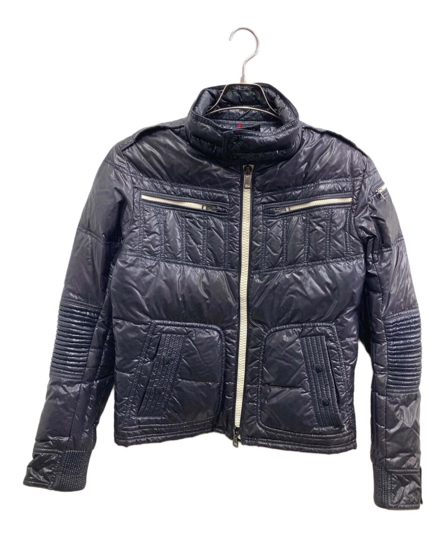 MONCLER BERRIATネイビー ライダースダウンジャケット 中古・古着通販】MONCLER (モンクレール) BERRIAT/ダウンジャケット