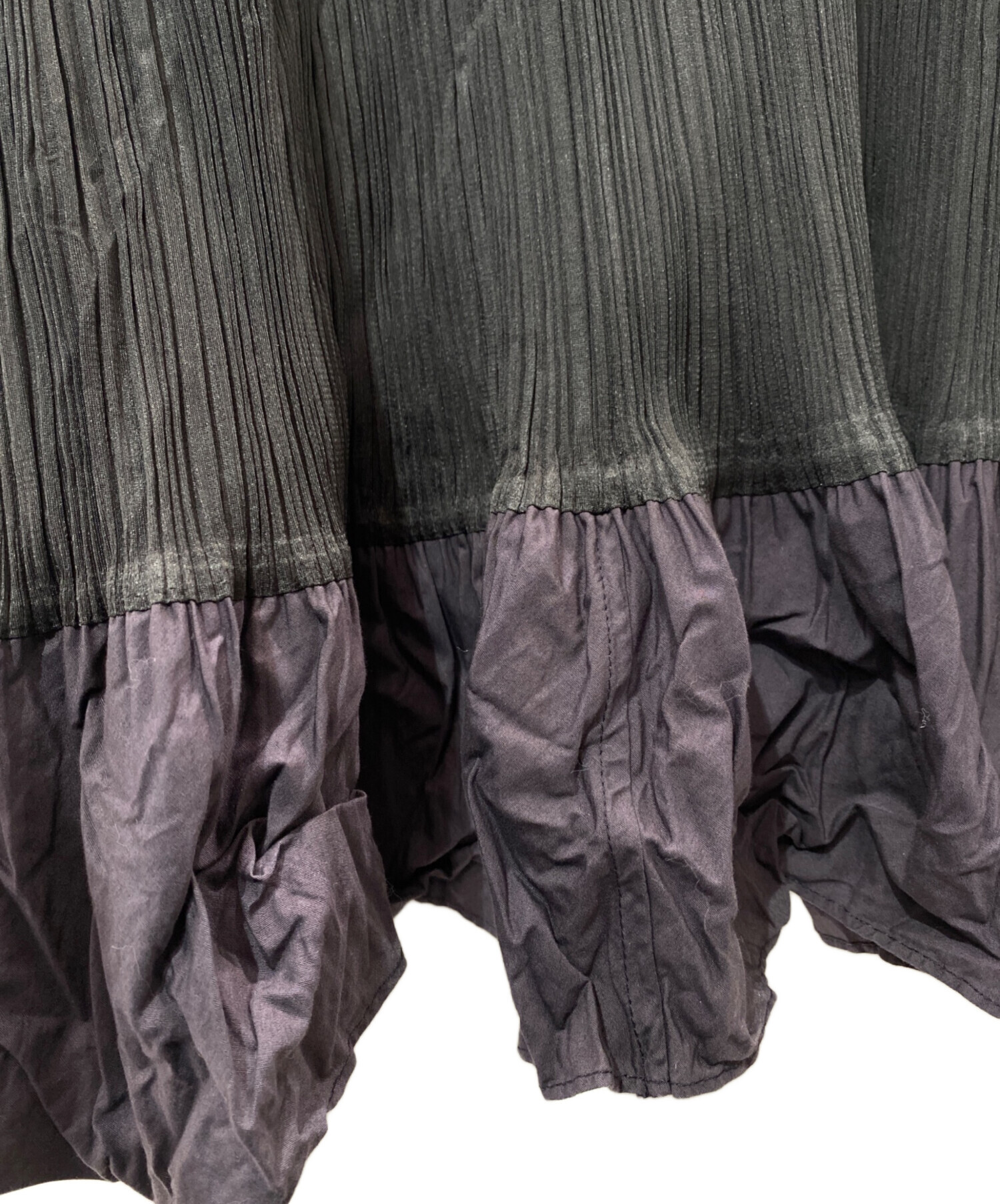 PLEATS PLEASE ワンピース フリル ブラック 3 ISSEY MIYAKE me 黒