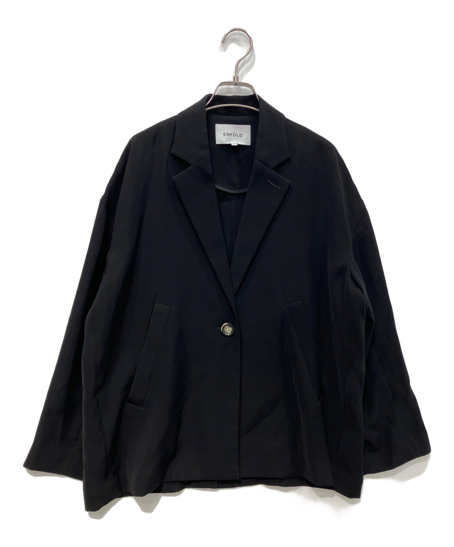 ENFOLD BOX JACKET ノーカラージャケット36ダークネイビー未使用 中古・古着通販】ENFOLD (エンフォルド) THICKEN BOX-JACKET ブラック