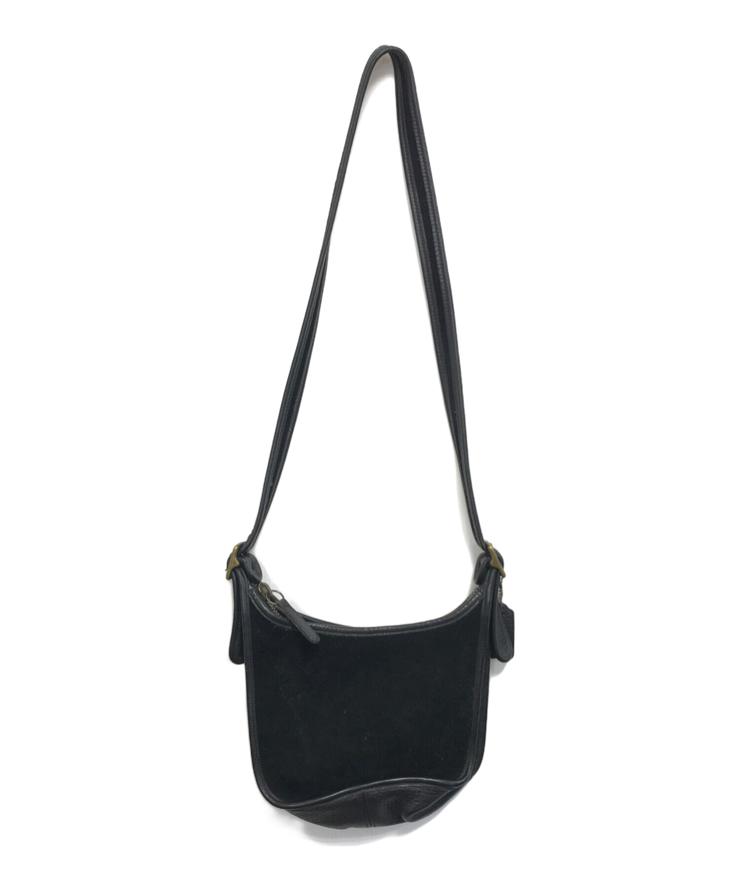 中古・古着通販】COACH (コーチ) レザーショルダーバッグ ブラック