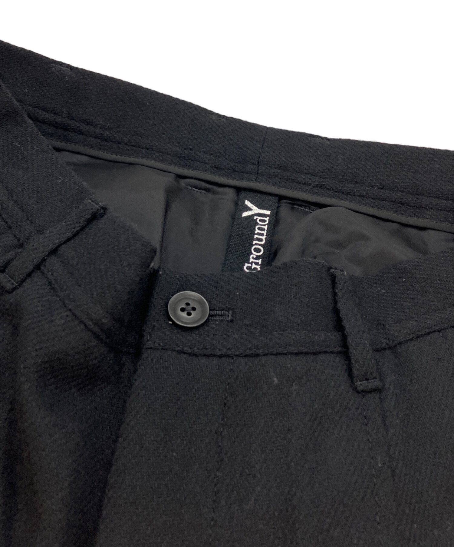 中古・古着通販】GROUND Y (グラウンドワイ) ウールパンツ ブラック