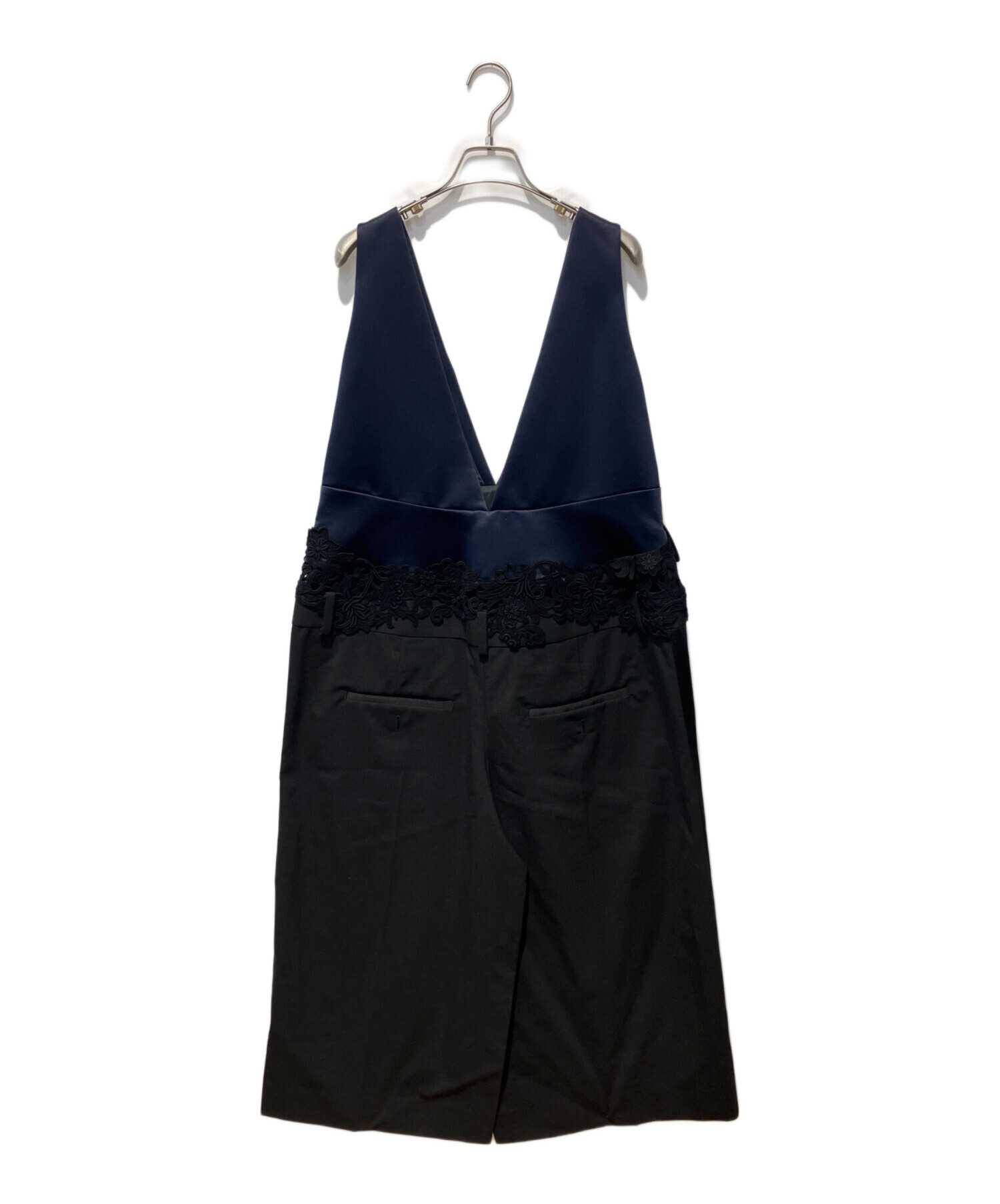 sacai ネイビー半袖ワンピース 中古・古着通販】sacai (サカイ) ドッキングノースリーブワンピース